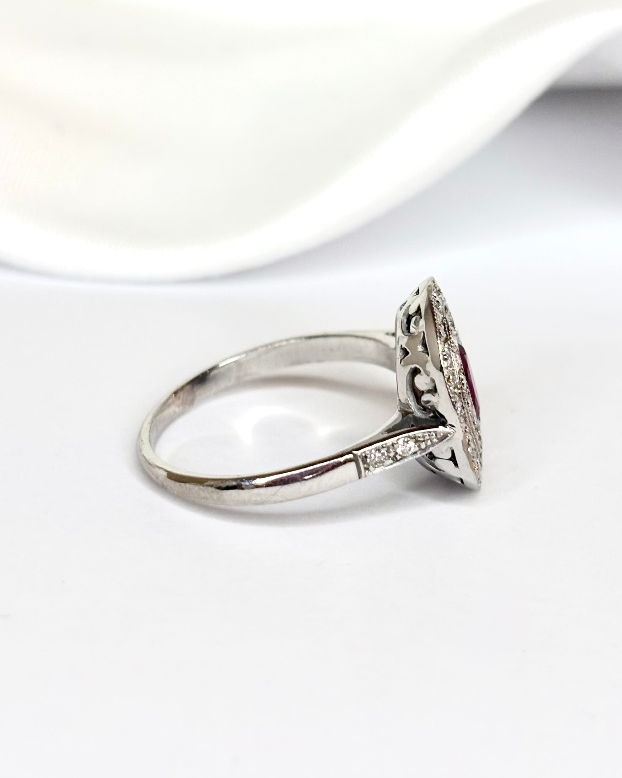 Art Deco Style Ring Ruby 0.48 carat & Diamonds 0.44 carat "Maxine"