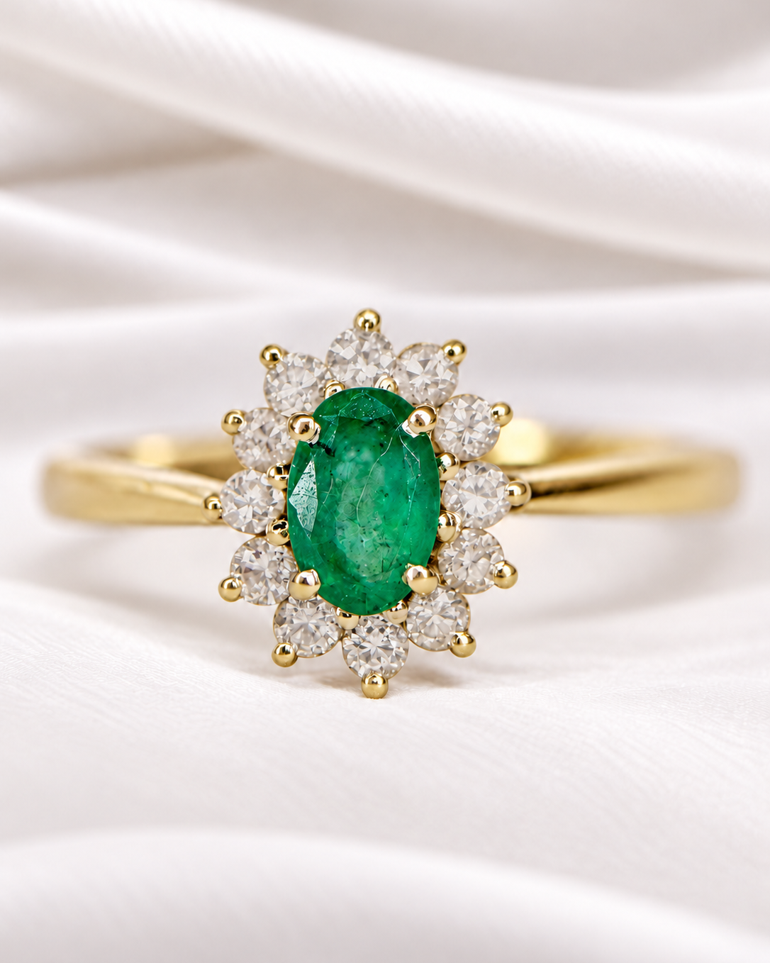 Bague Marguerite Émeraude & Diamants "Amélie"
