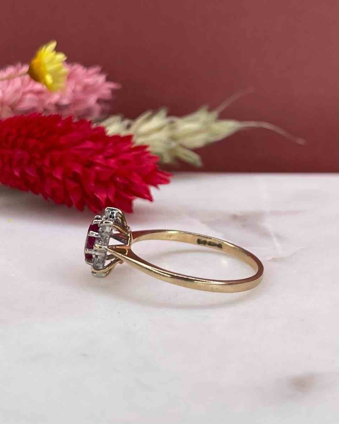 "Kilia" 0.50 carat Ruby & Diamond Daisy Ring