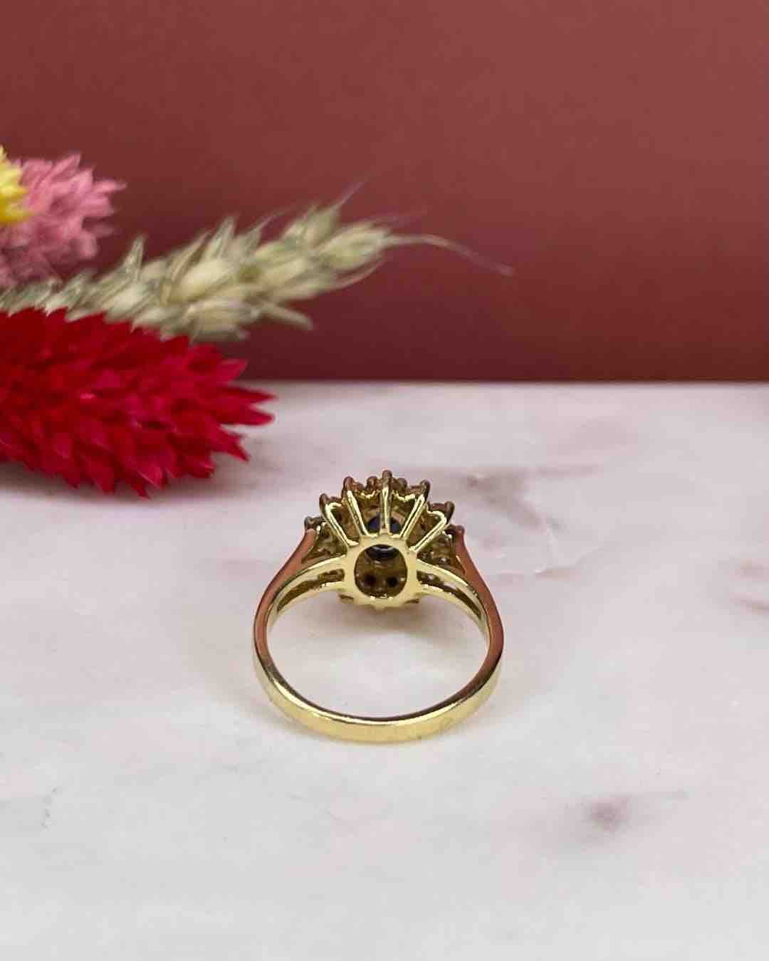 Bague Marguerite Saphir 1 carat & 28 Diamants "Bianca"
