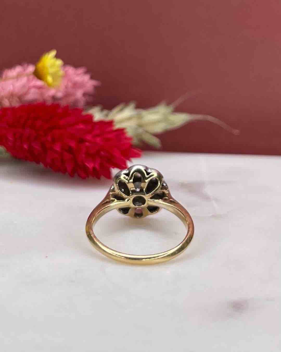 Early 20th Century "Zohra" Diamond Daisy Ring