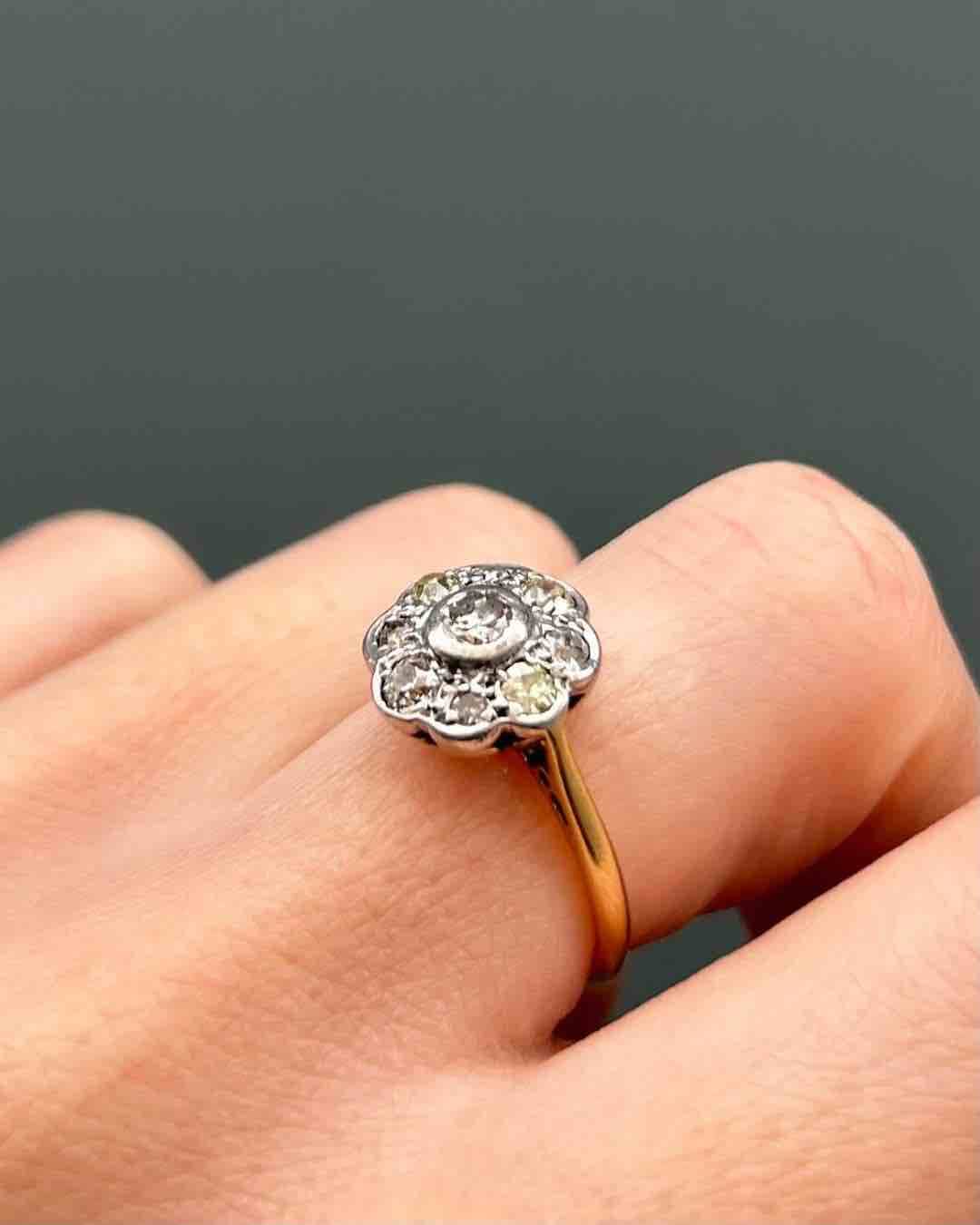 Early 20th Century "Zohra" Diamond Daisy Ring