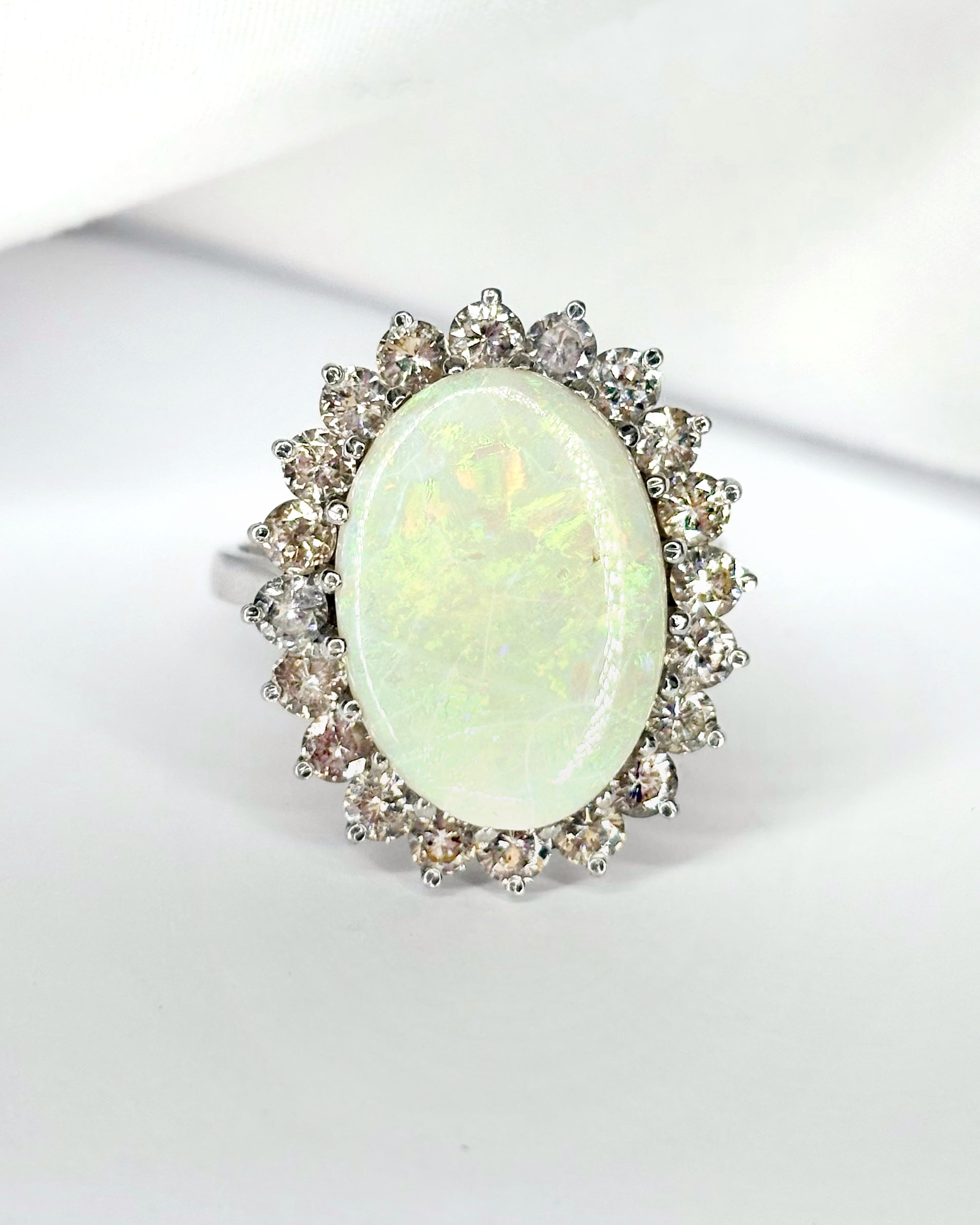 Marguerite Opal Ring 6.40 carats and Diamonds 1.40 carat "Wilona"