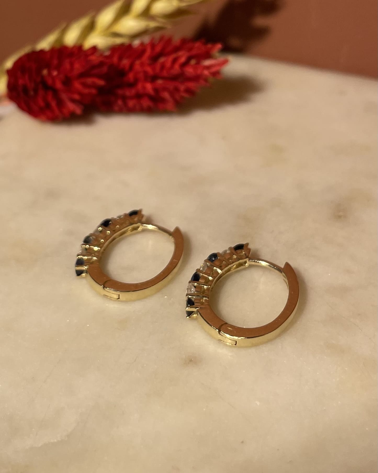 8 Sapphire & 6 Diamond "Henleys" Hoop Earrings