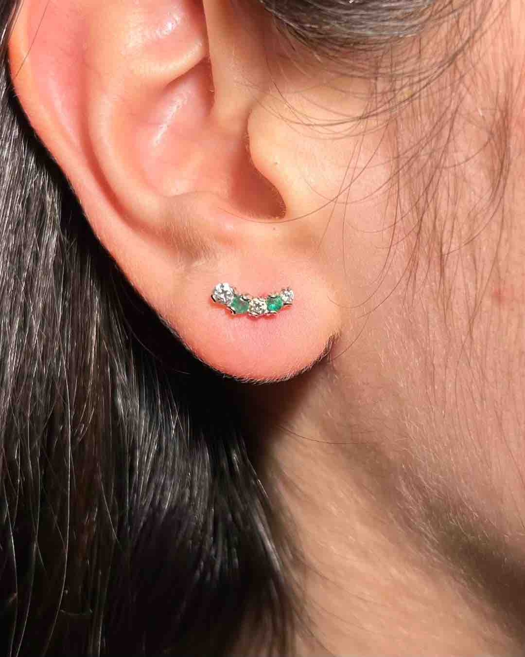 Pendientes de río de esmeraldas y diamantes "Maelle"