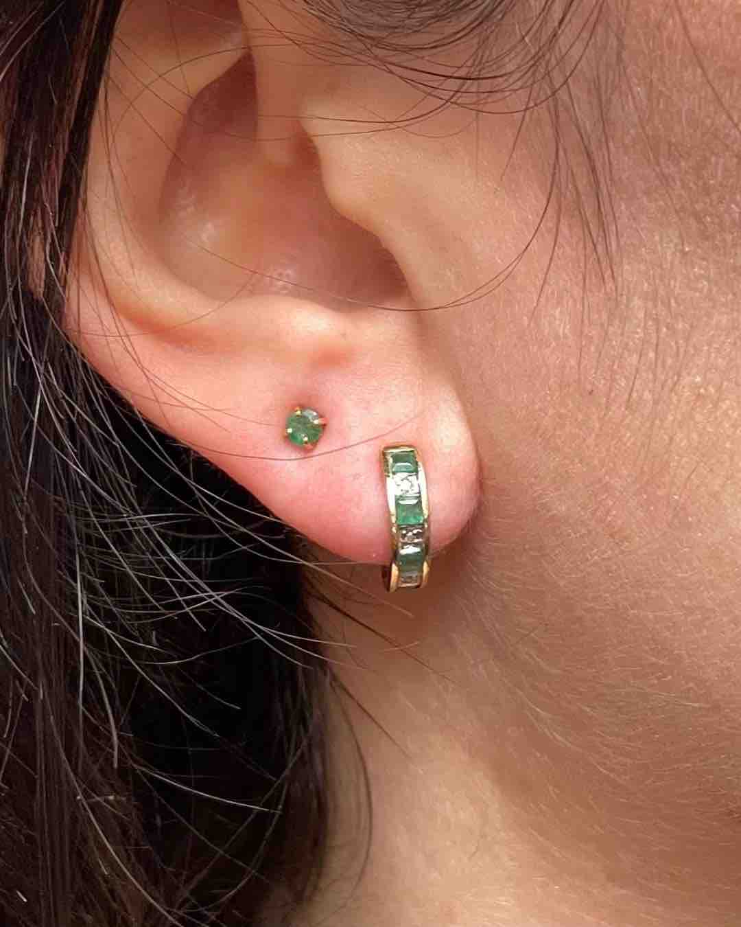 Demi-Créoles Rivière Emeraudes & Diamants "Darianne" - Elliade Paris