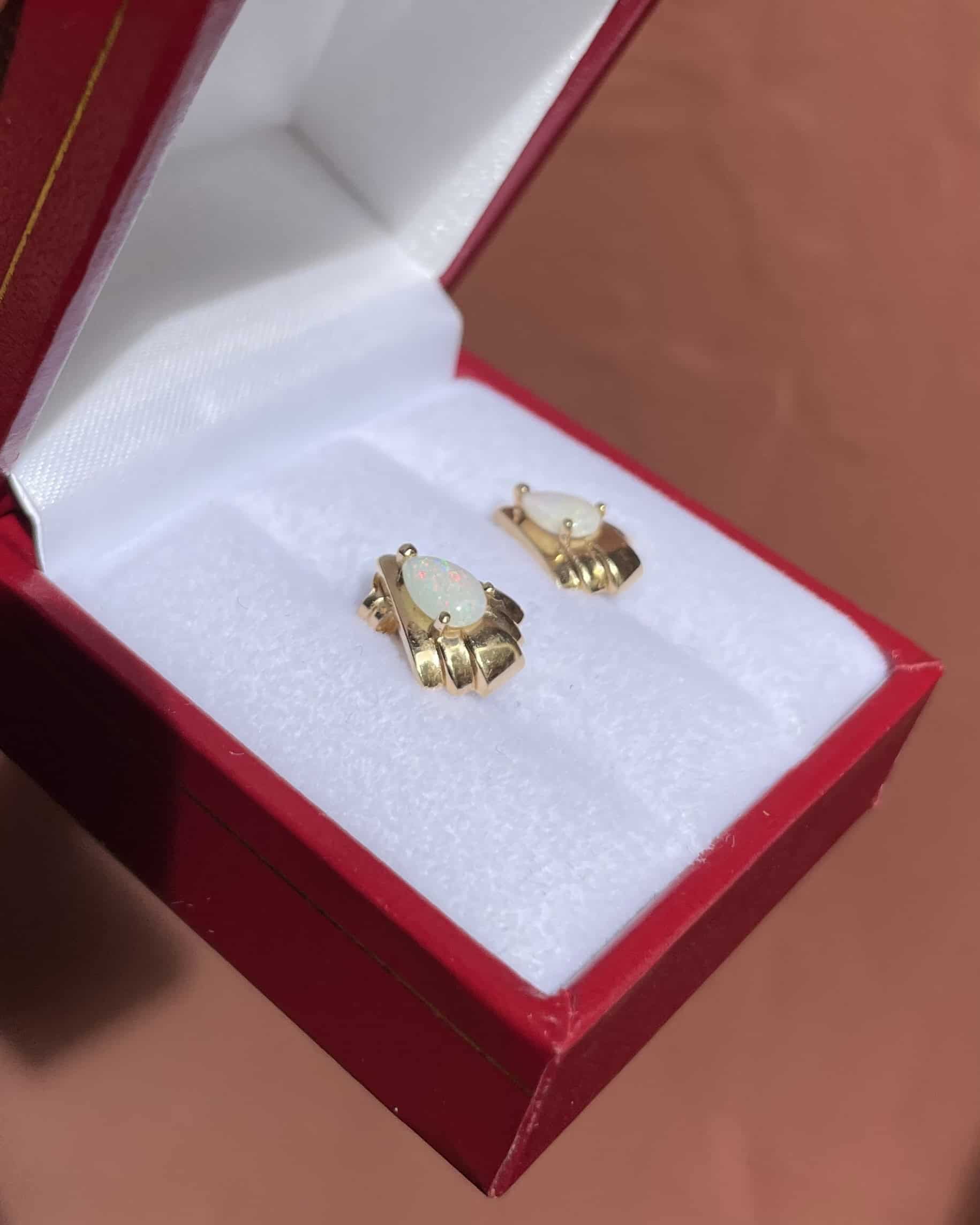Pendientes de ópalo estilo art déco "Hitomi"