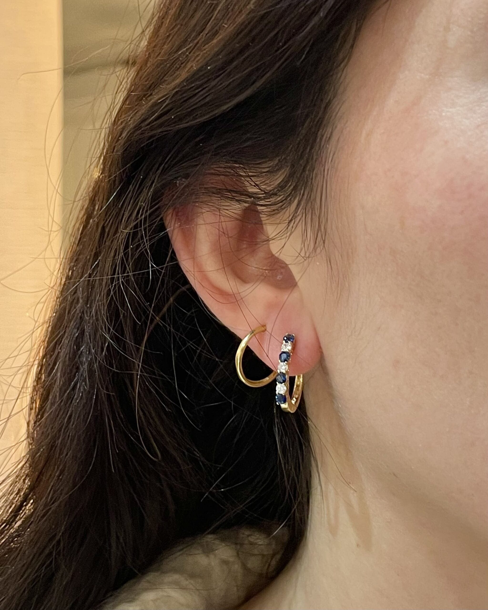 8 Sapphire & 6 Diamond "Henleys" Hoop Earrings