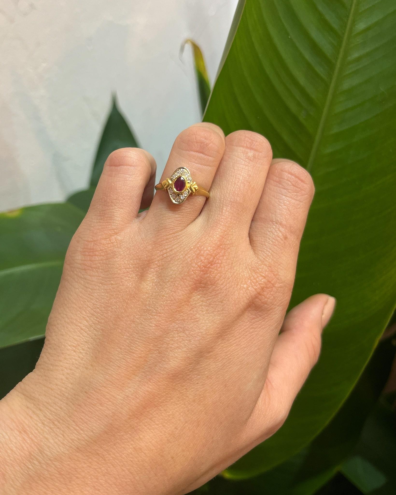 Bague style art déco rubis et diamants "Aenor" - Elliade Paris