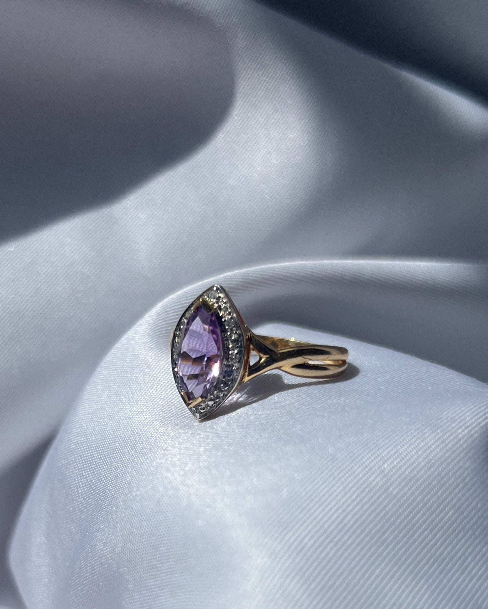 Bague Marquise diamants & améthyste "Cassie"