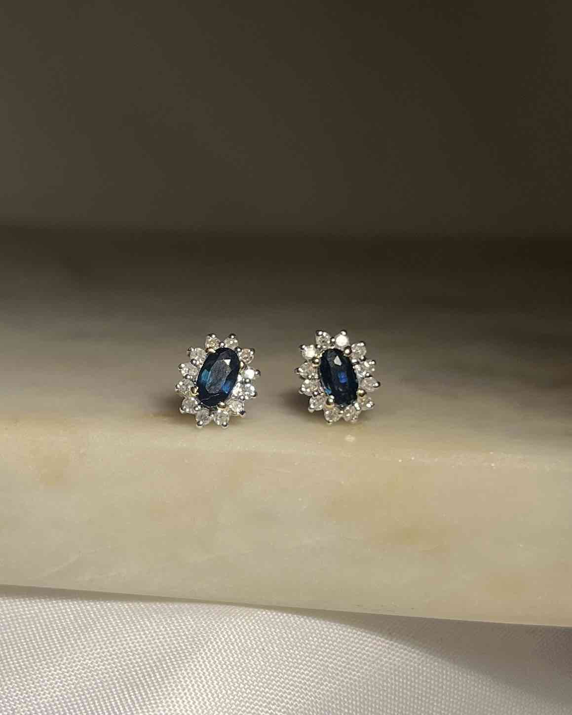 Boucles Marguerites Saphir & Diamants "Yéléna"