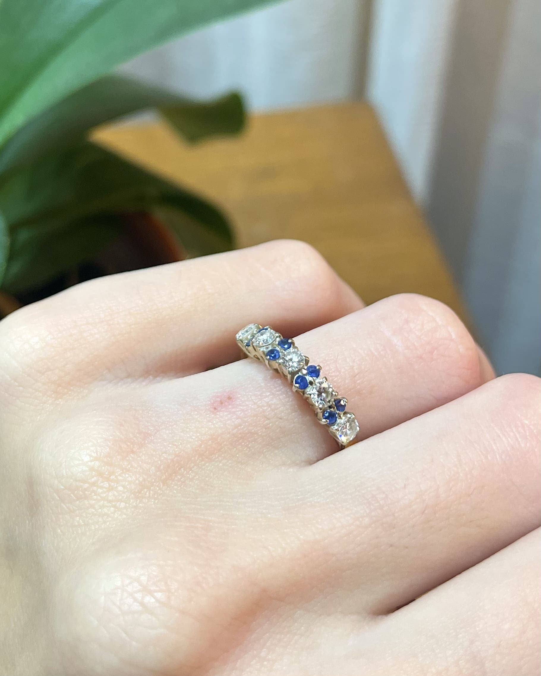 "Savannah" Sapphire & Diamond Half Wedding Band
