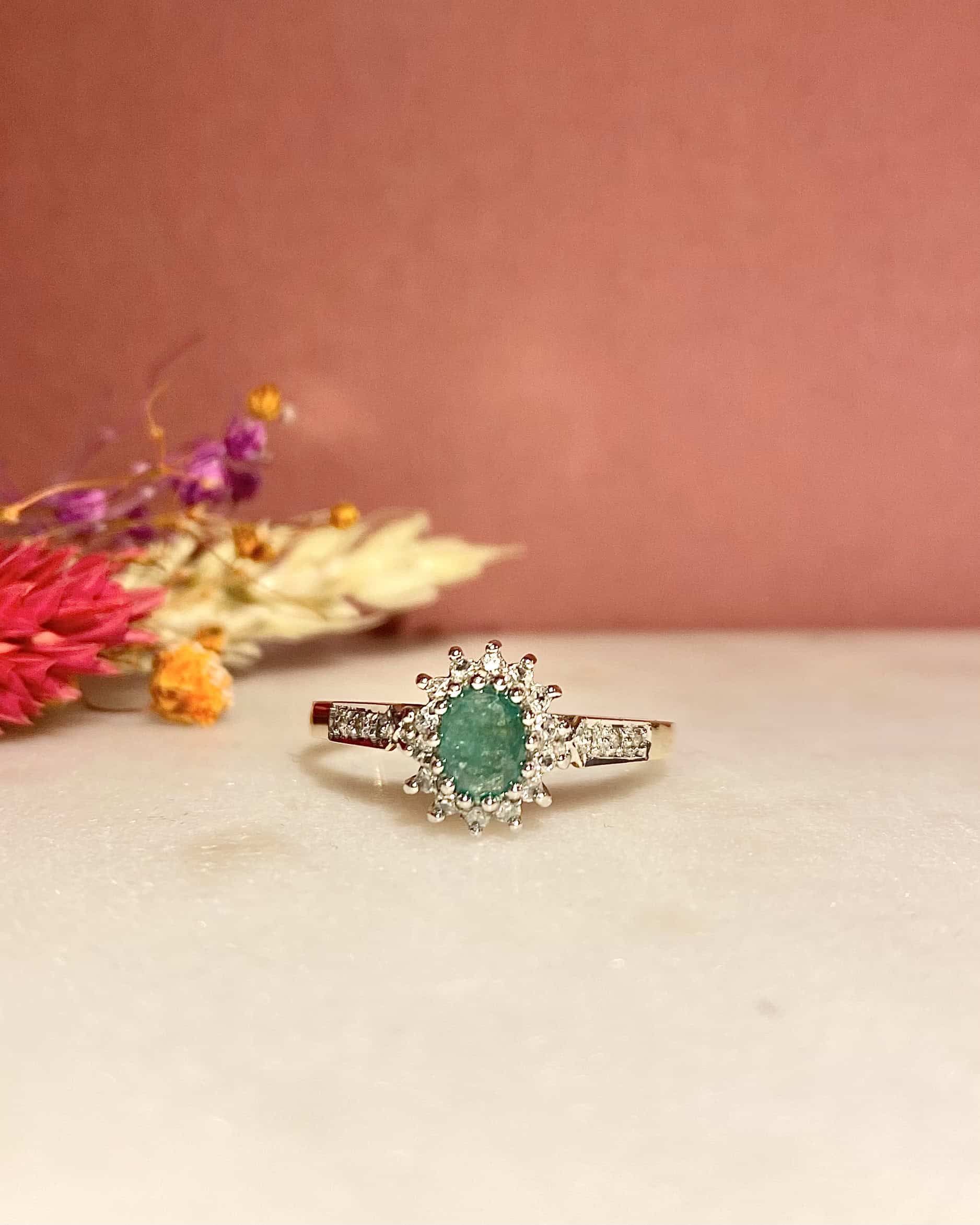 Bague Marguerite Émeraude & Diamants "Jolene"