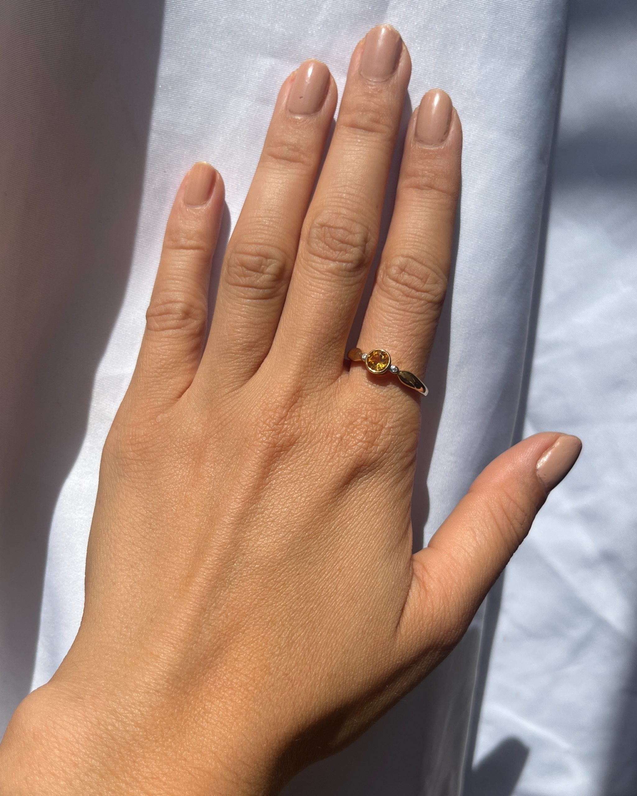 Bague trilogie Citrine & Diamants "Kellie"