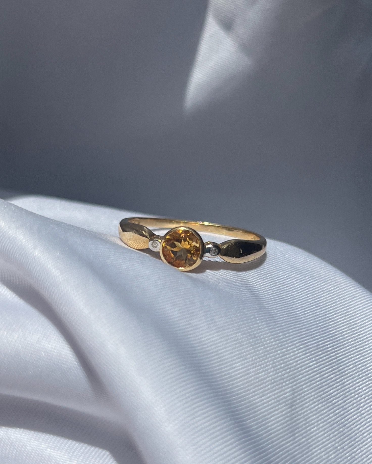 Bague trilogie Citrine & Diamants "Kellie"