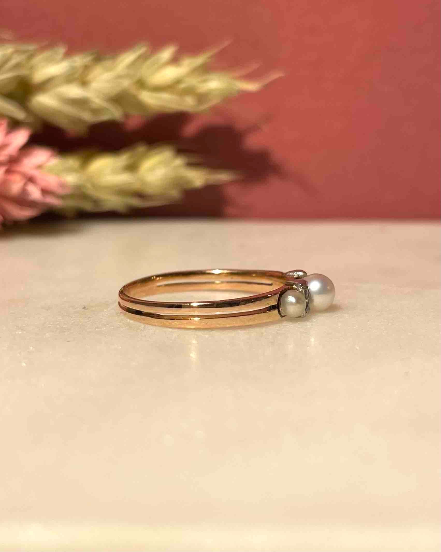 "Paloma" Pearl & Diamond Trilogy Ring