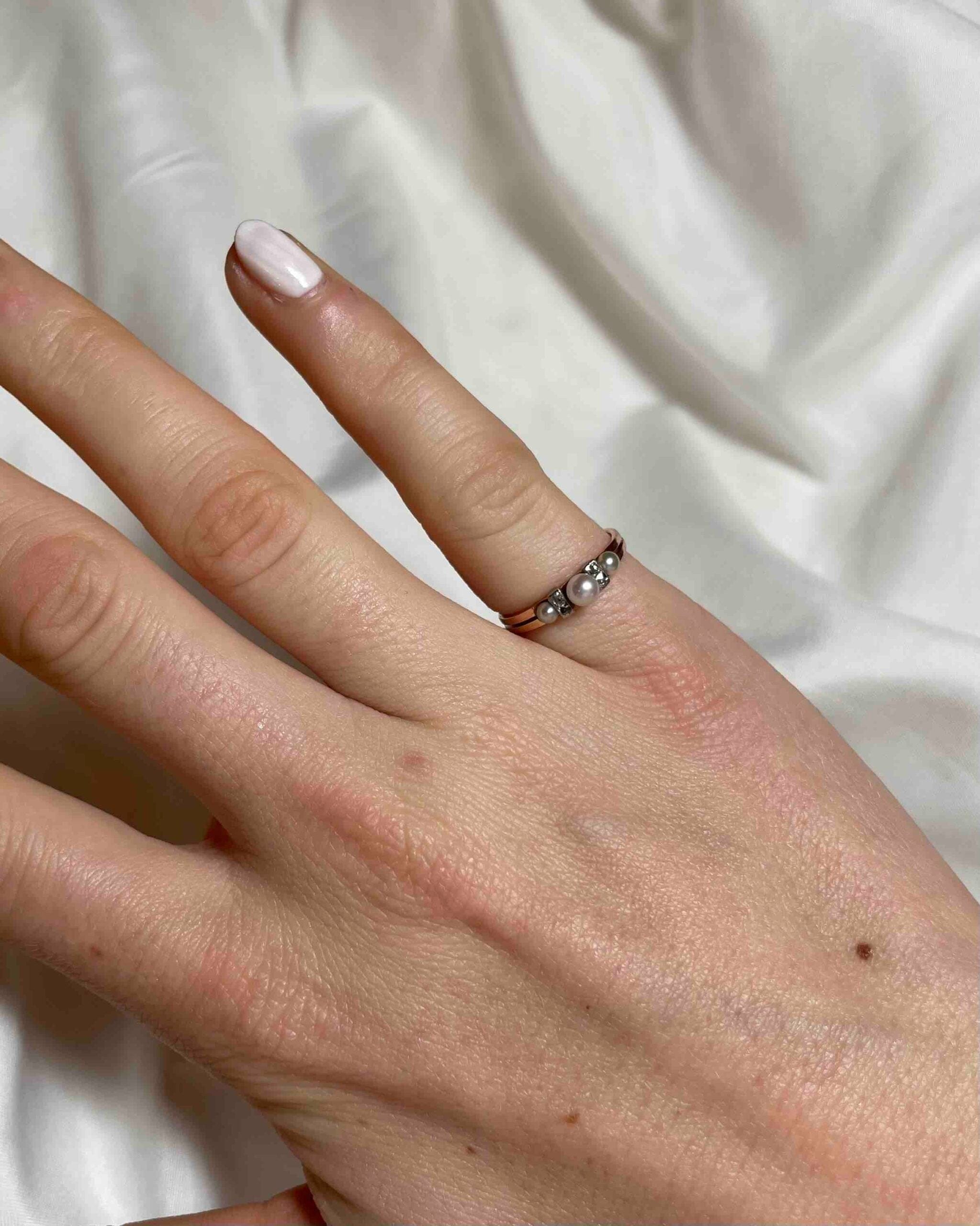 "Paloma" Pearl & Diamond Trilogy Ring