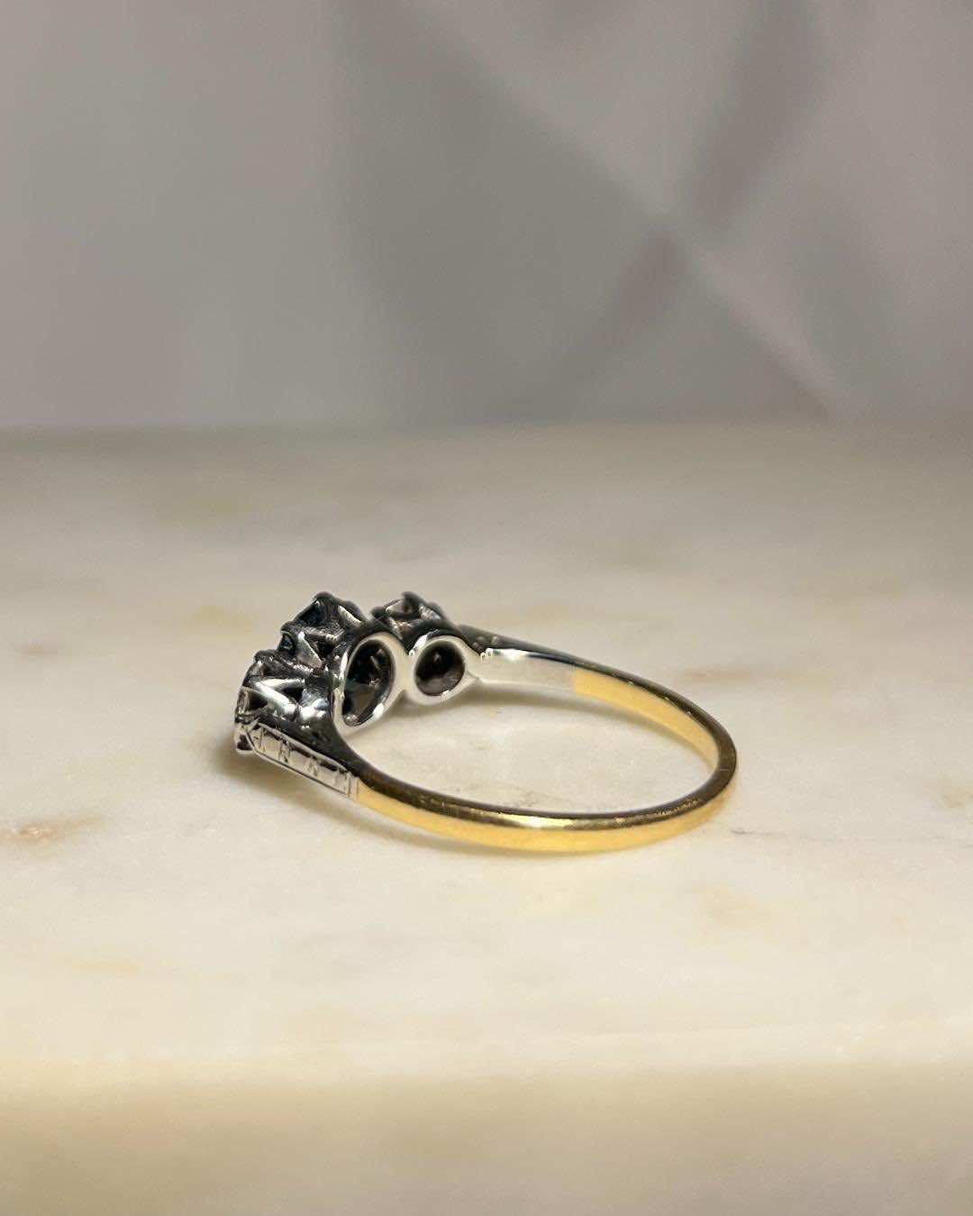 "Leslie" Sapphire and Diamond Trilogy Ring