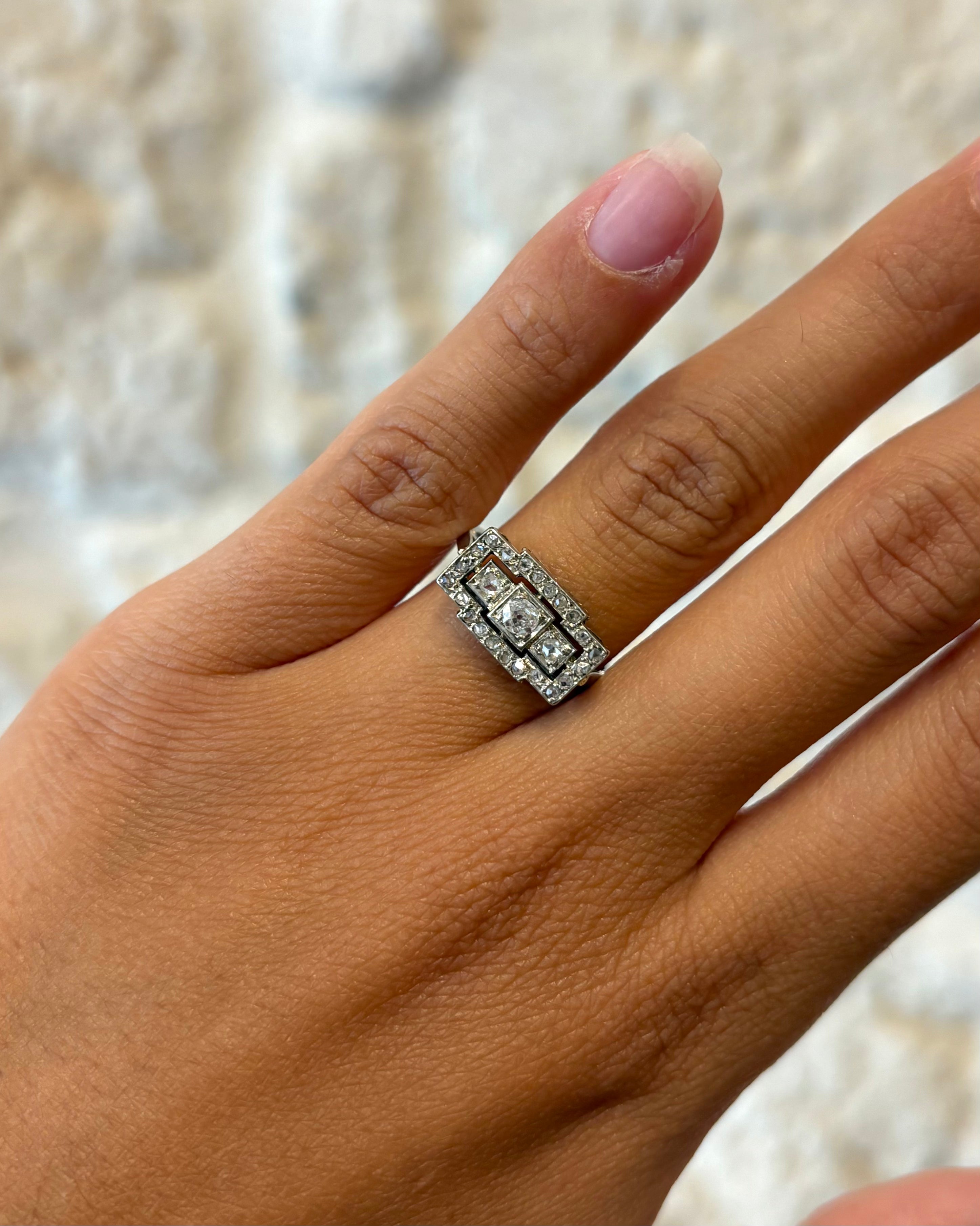 Bague Art-Déco Diamants "Leanne"