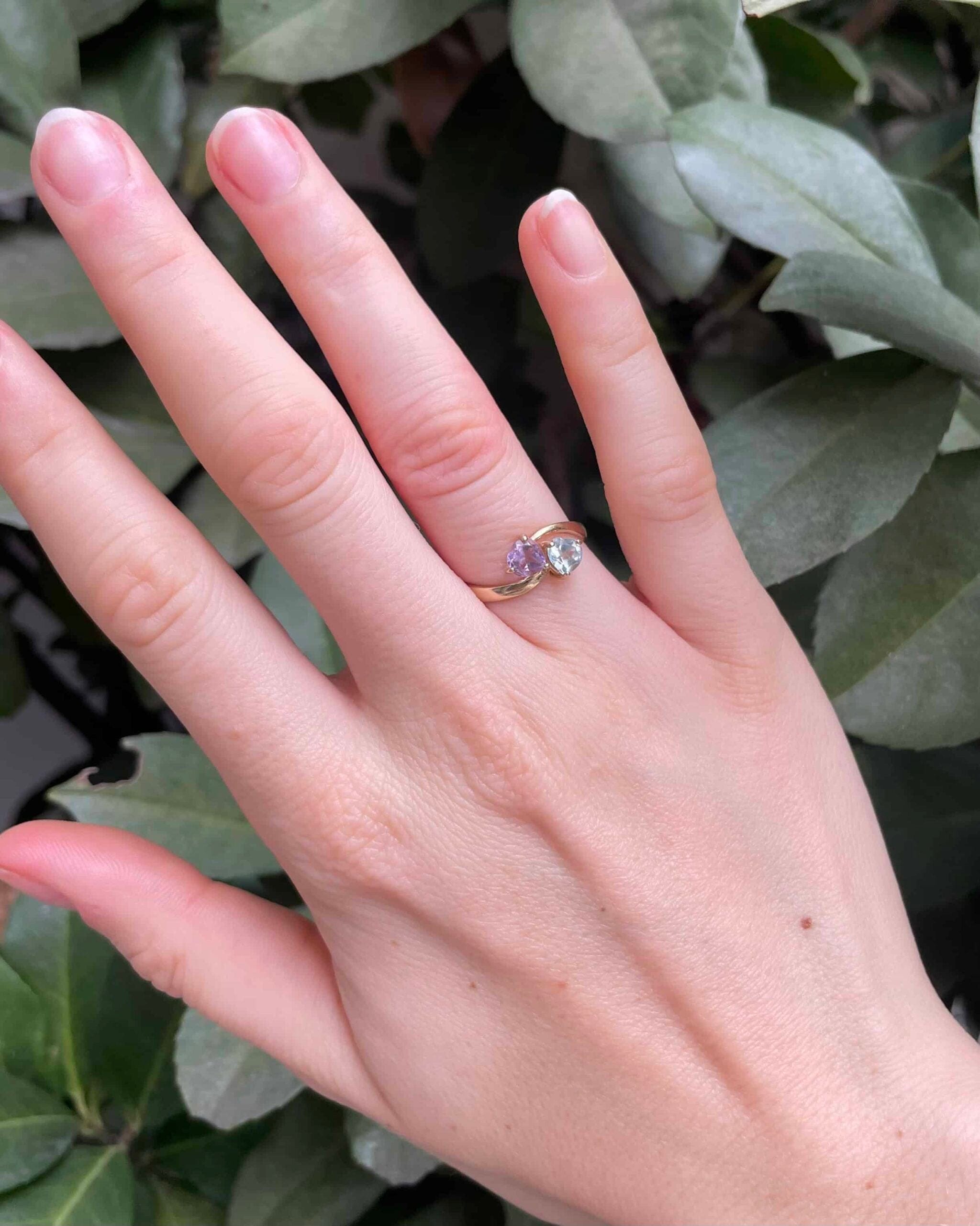 Anillo You & Me de topacio y amatista "Isolda"
