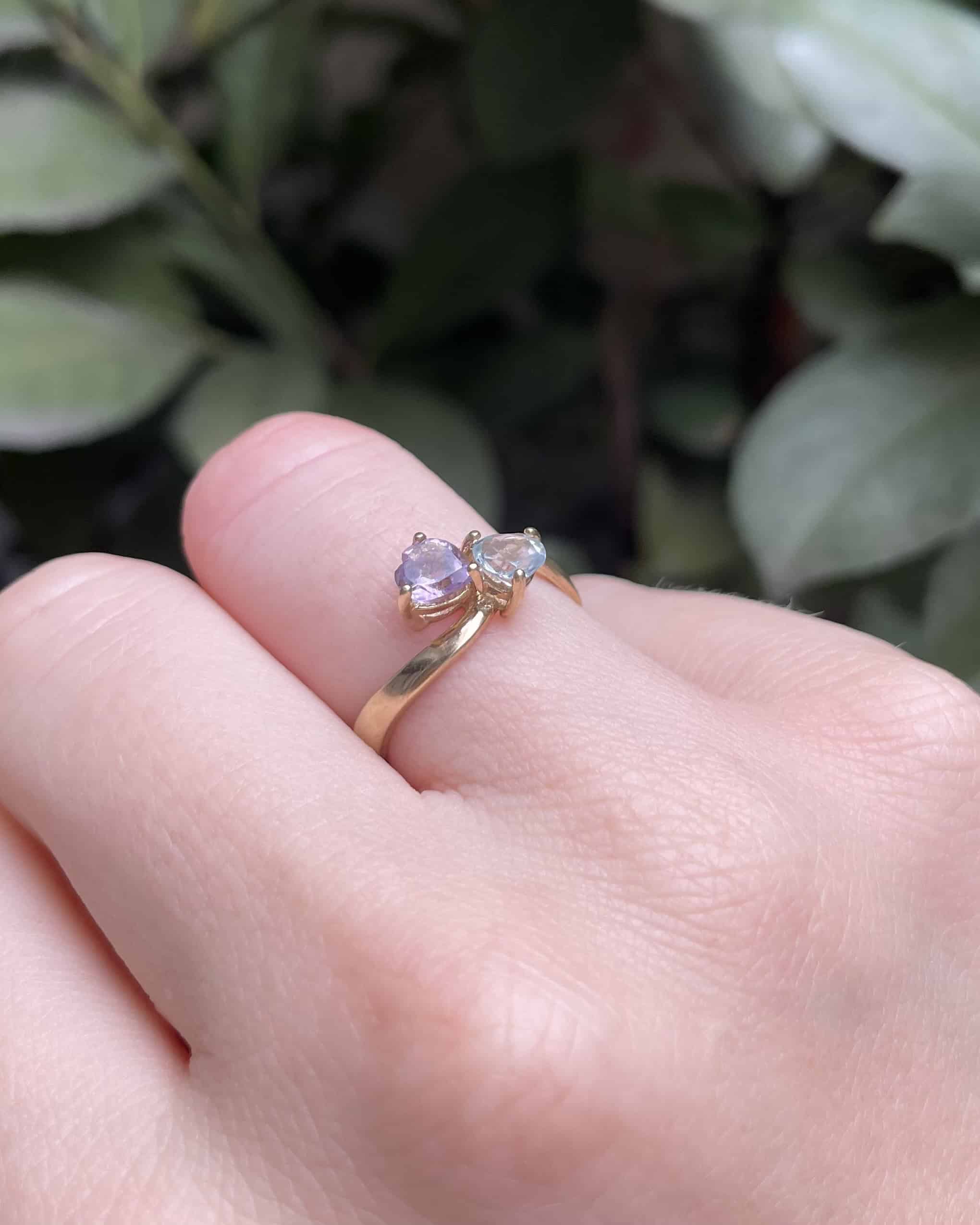 Anillo You & Me de topacio y amatista "Isolda"