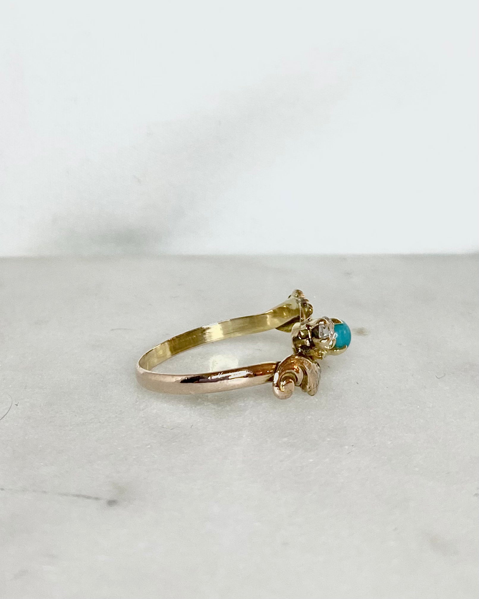 Bague Art-nouveau Turquoise & Diamants "Naeva"