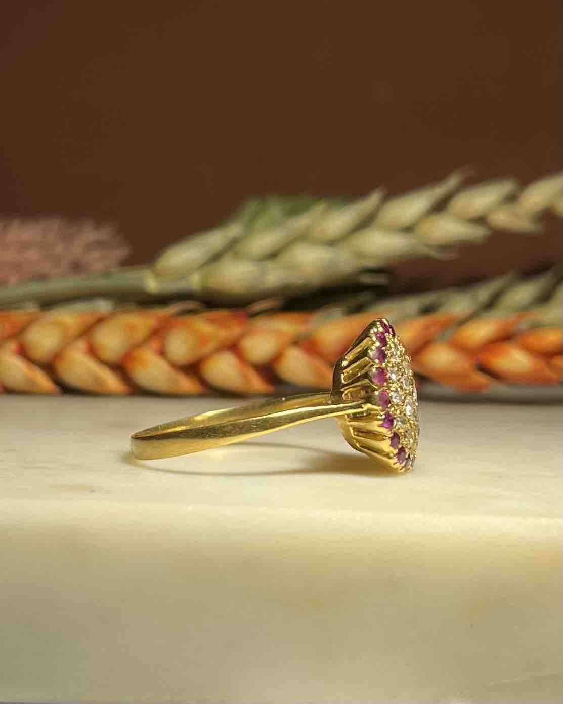 "Torvi" Ruby & Diamond Daisy Ring