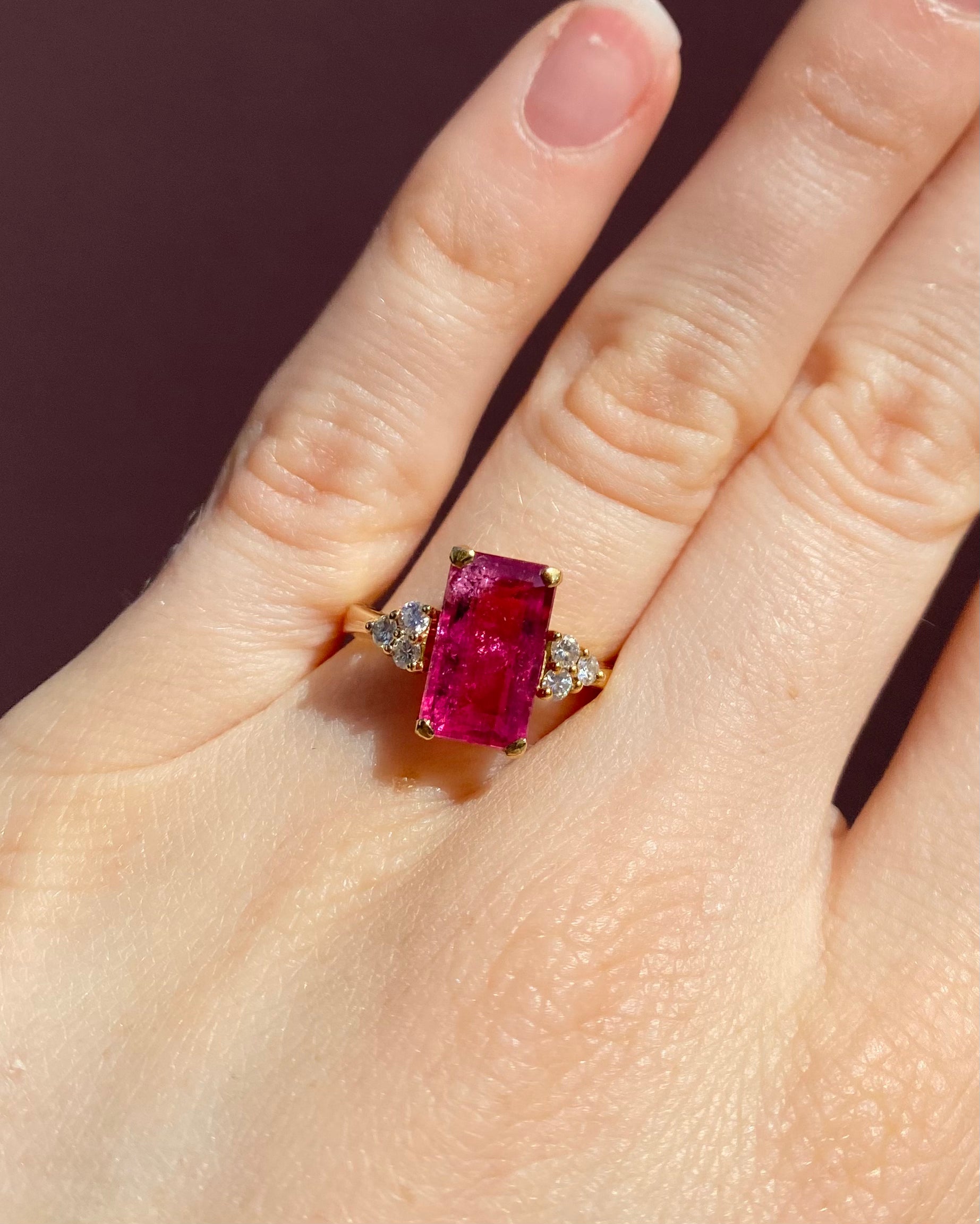 Bague Trilogie Tourmaline Rose 2.80 carats & Diamants "Sanya"