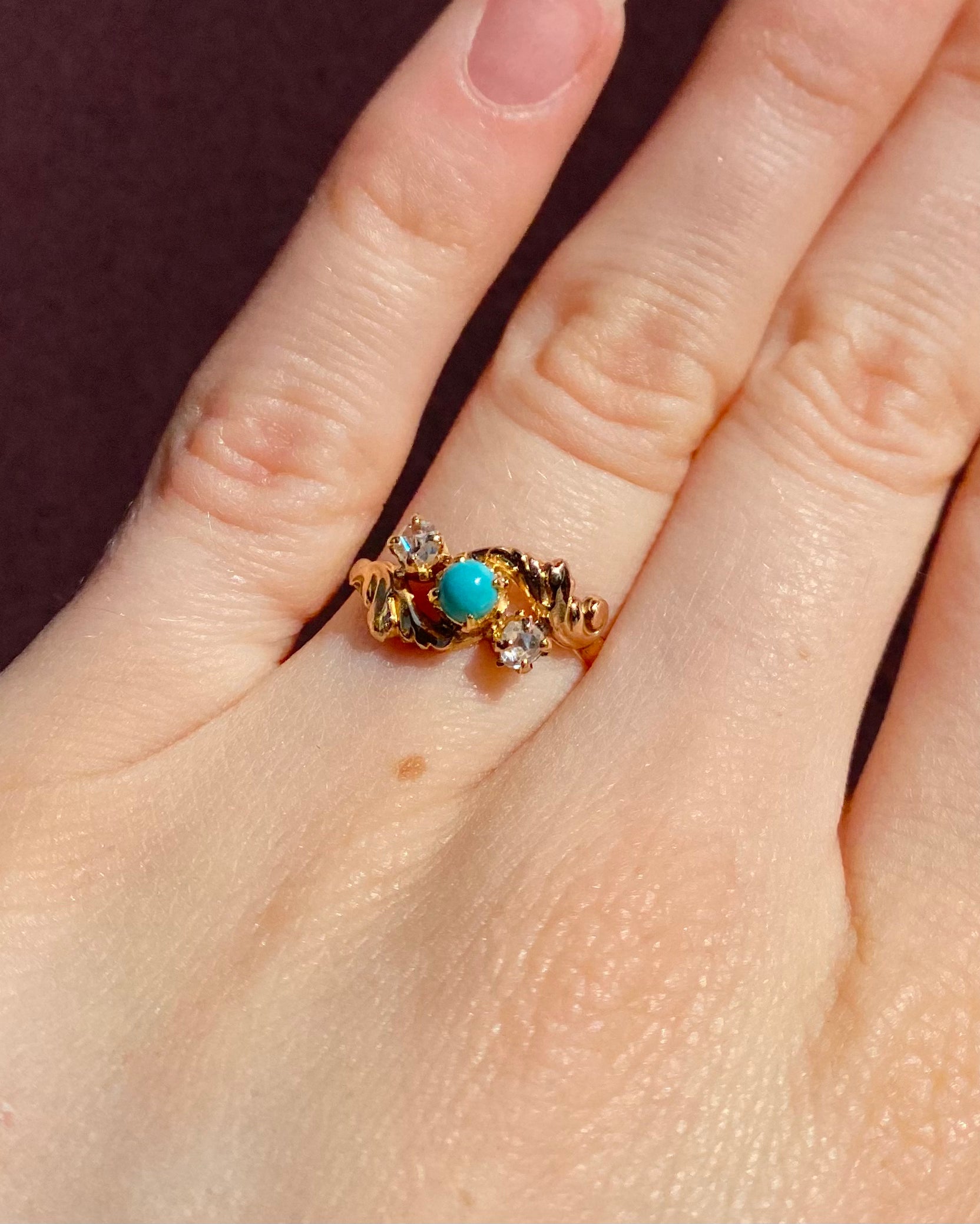 Bague Art-nouveau Turquoise & Diamants "Naeva"