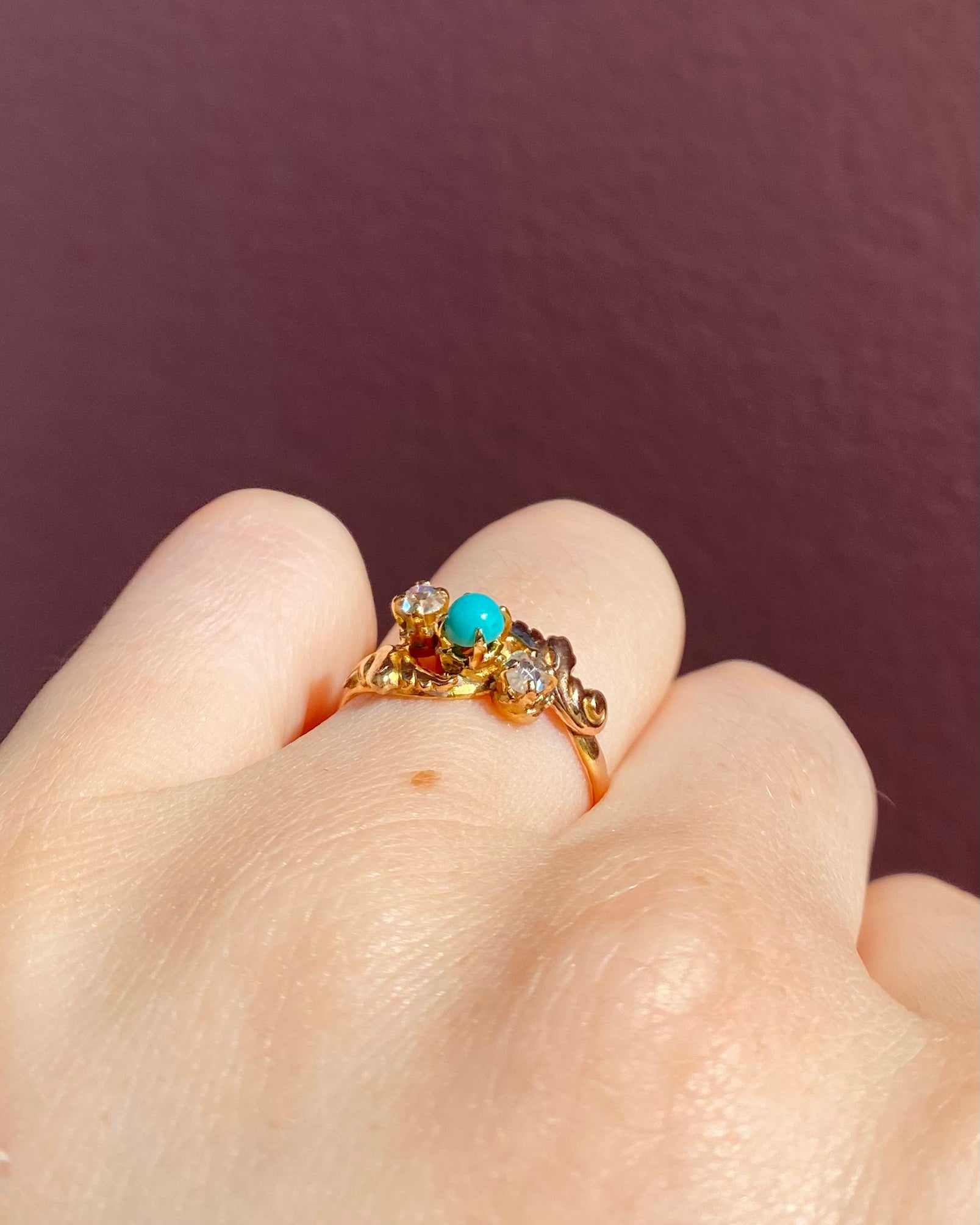 Bague Art-nouveau Turquoise & Diamants "Naeva"
