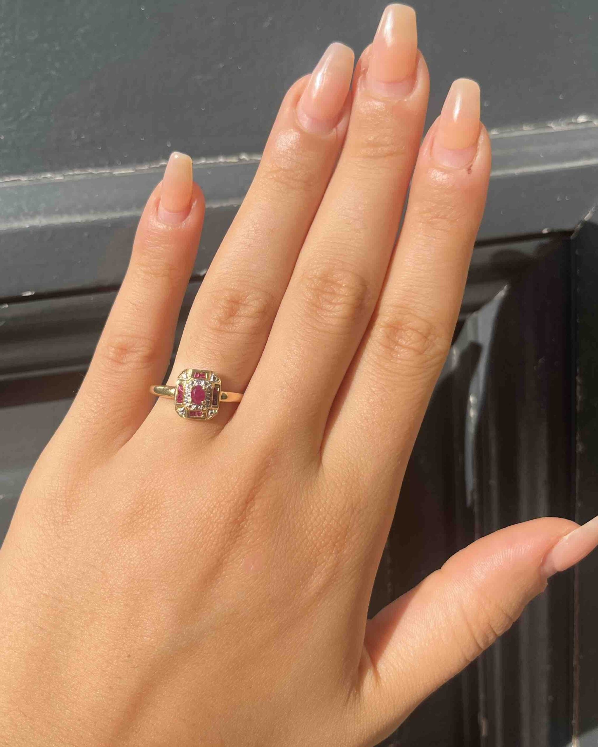 Bague style Art-déco Rubis "Kali"
