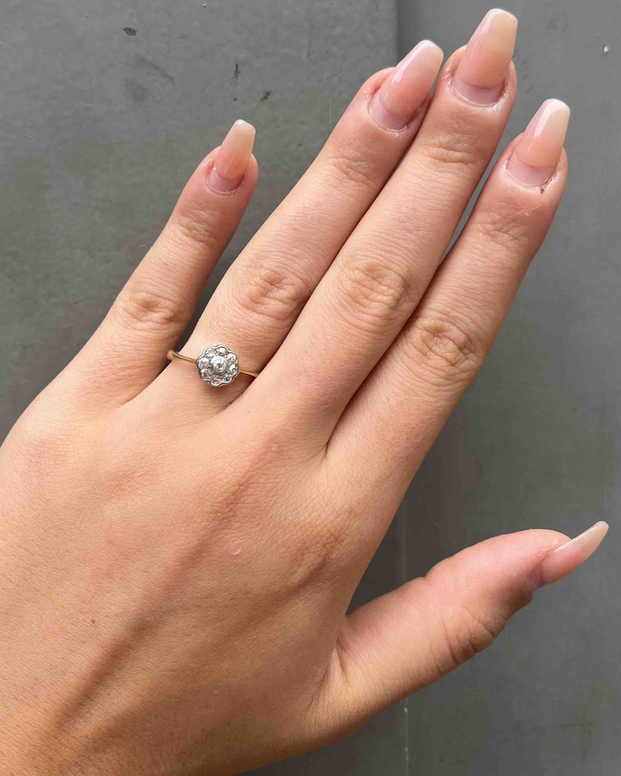 "Mayra" Art Deco diamond flower ring