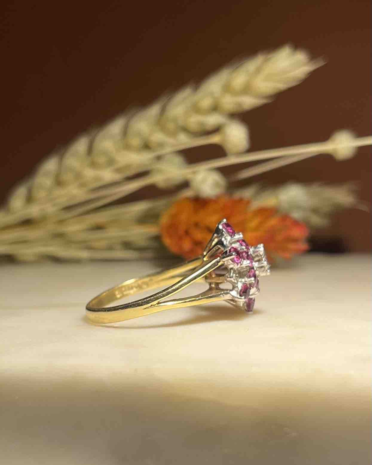 "Talia" Ruby & Diamond Daisy Ring