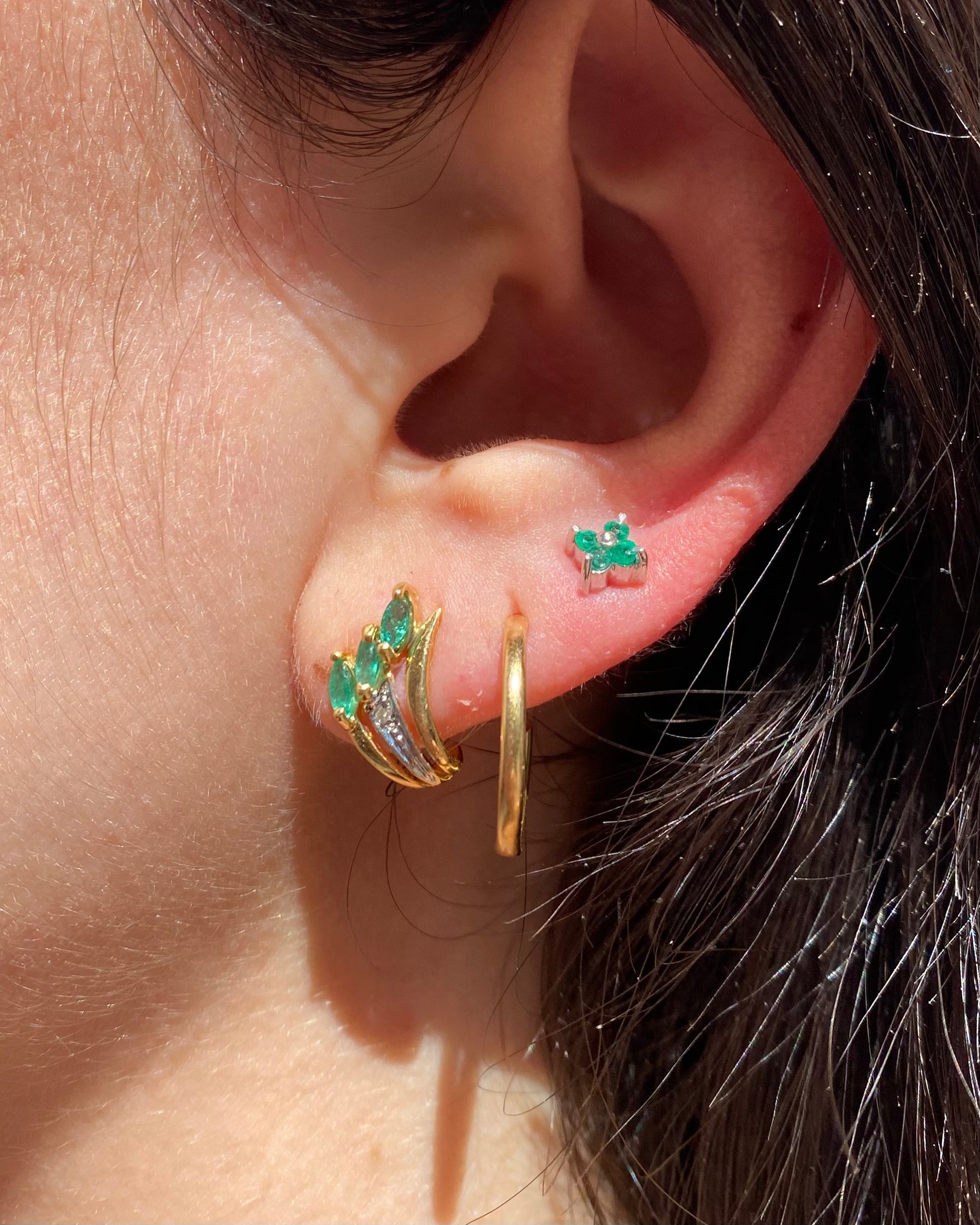 Boucles Trilogie Emeraudes 0.42 carat & Diamants "Liorine"