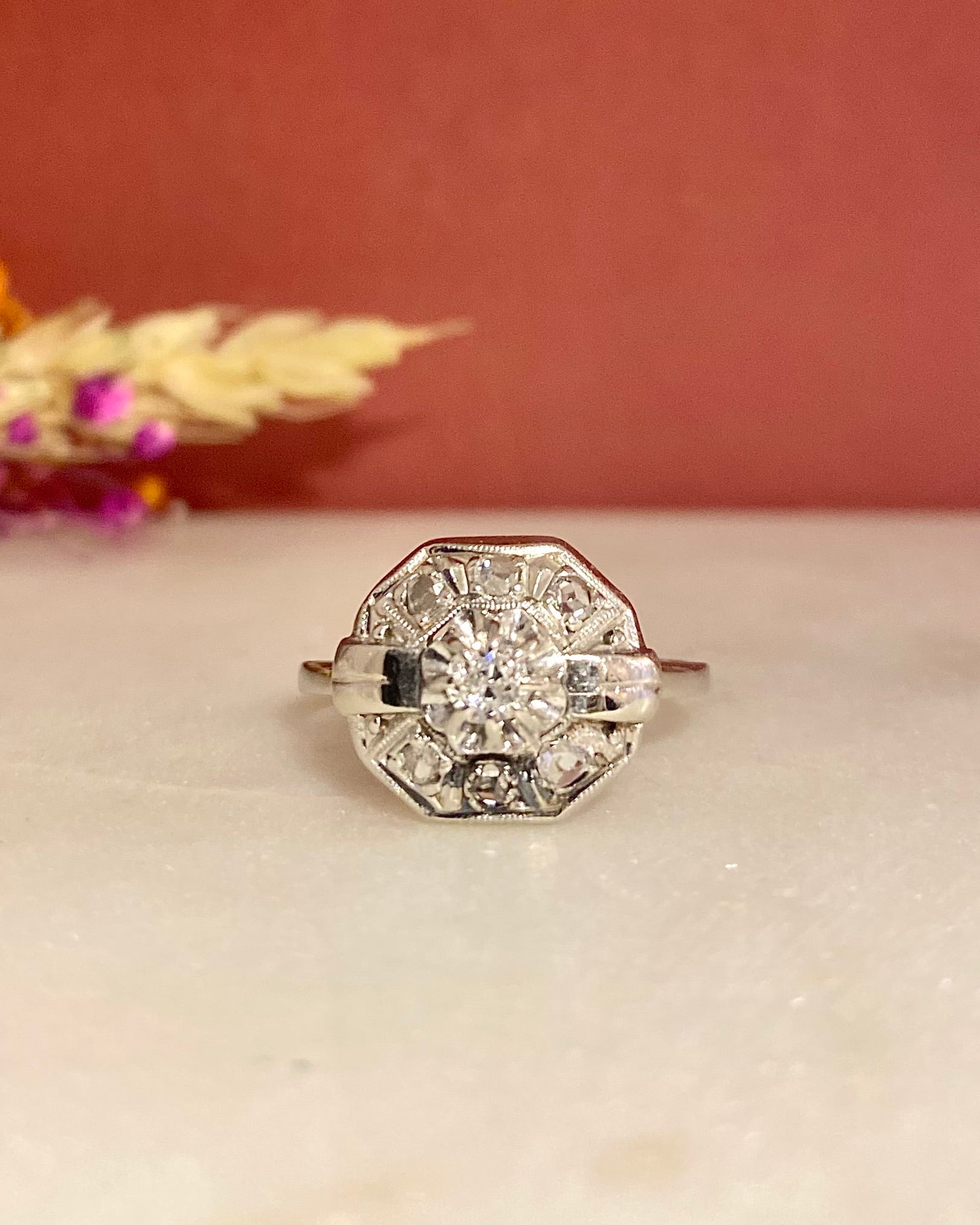 Bague Vintage Art-Déco Diamants "Clariza"