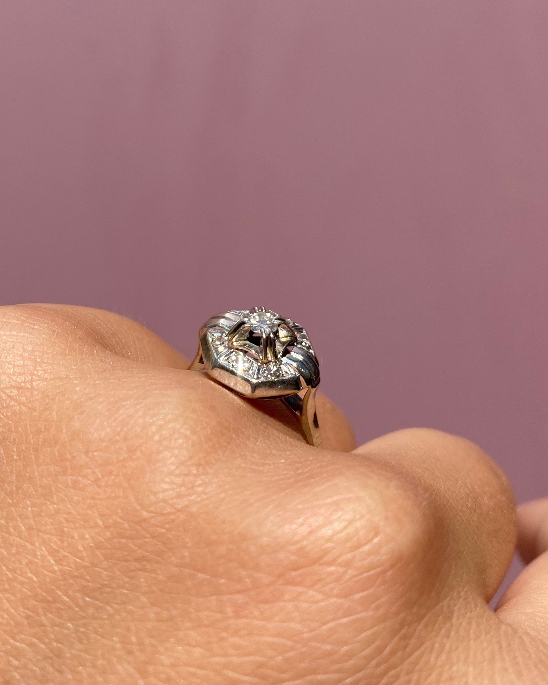 Bague Art-déco Octogonale Diamants "Quitterie"