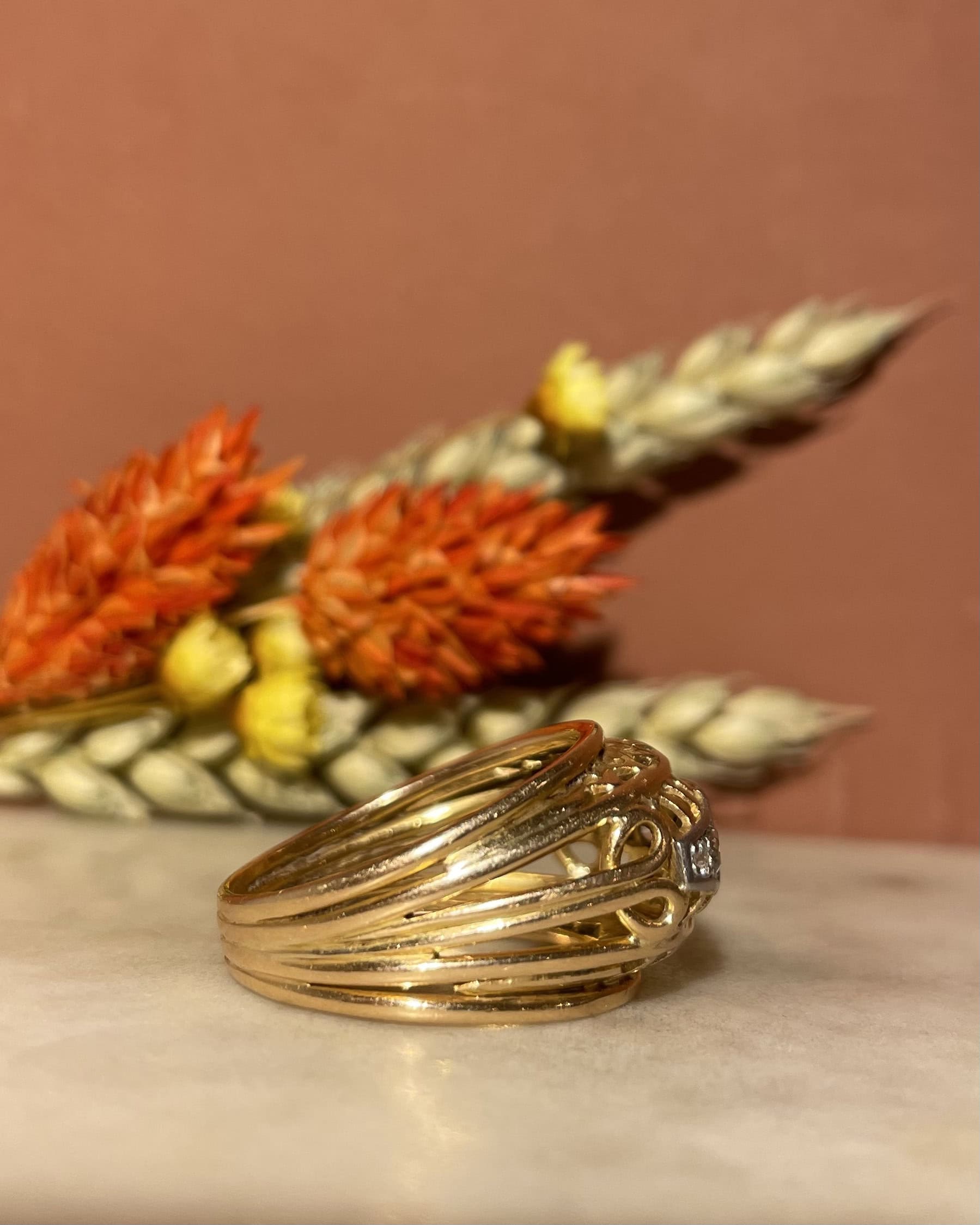 Bague Tank Or 7g Diamants 0.54 carat "Gigi" - Elliade Paris