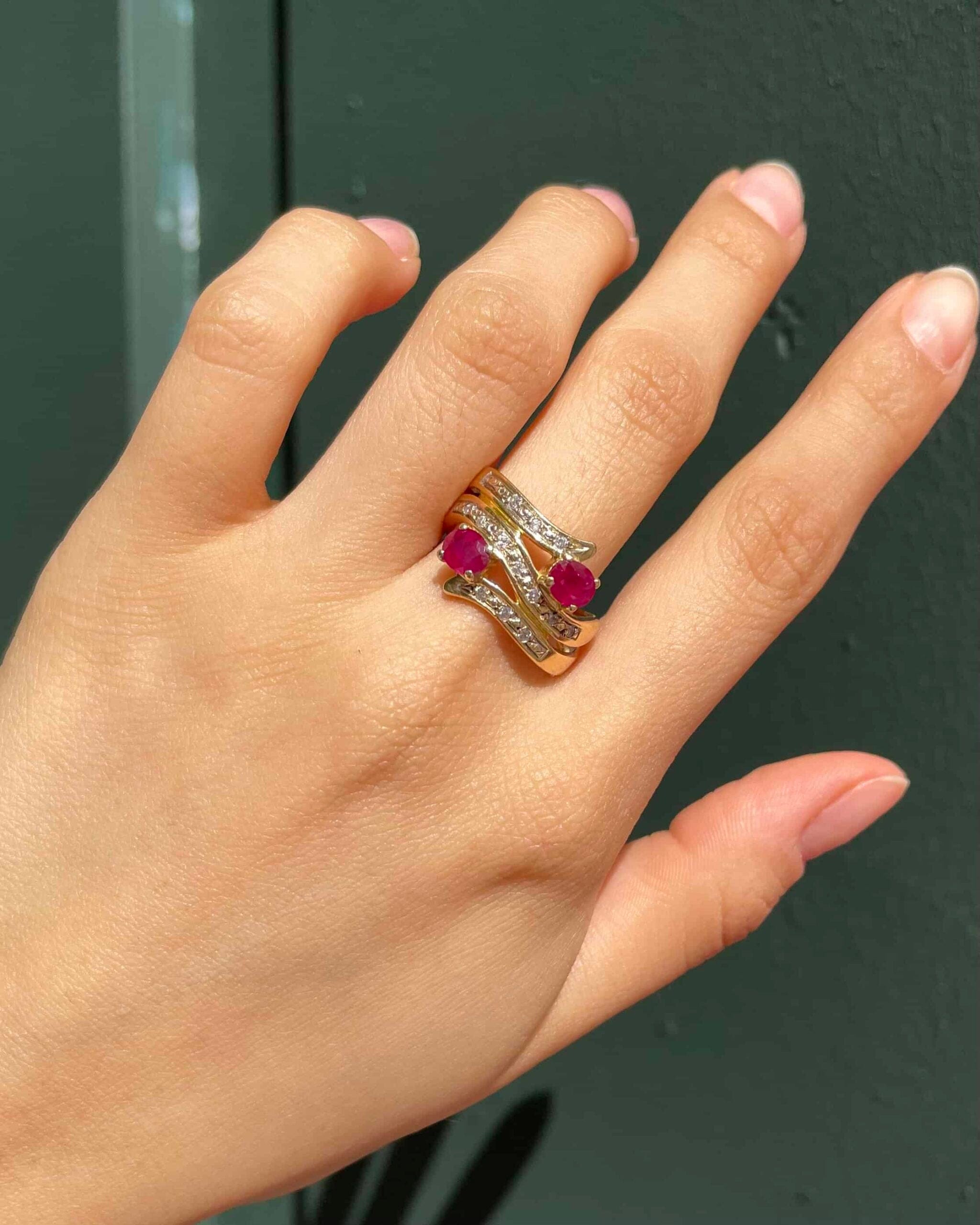 "Liya" 1 Carat Ruby & Diamond Bangle Ring