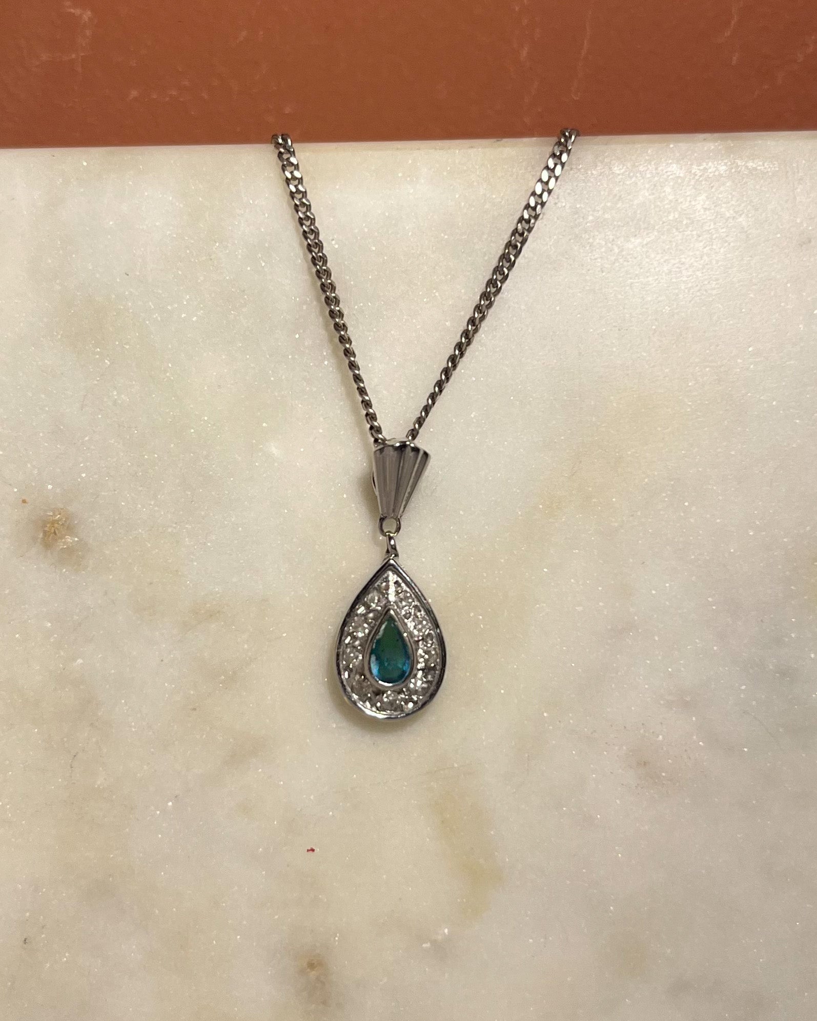Art Deco Style Emerald & Diamond Pendant "Jennie"