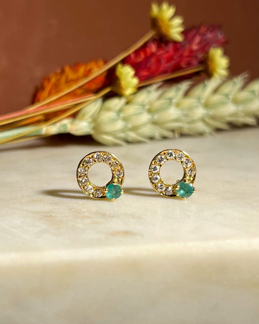 "Orianne" emerald and diamond earrings