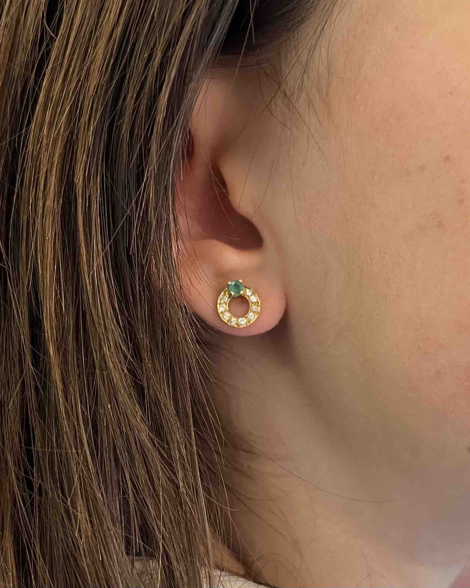 "Orianne" emerald and diamond earrings