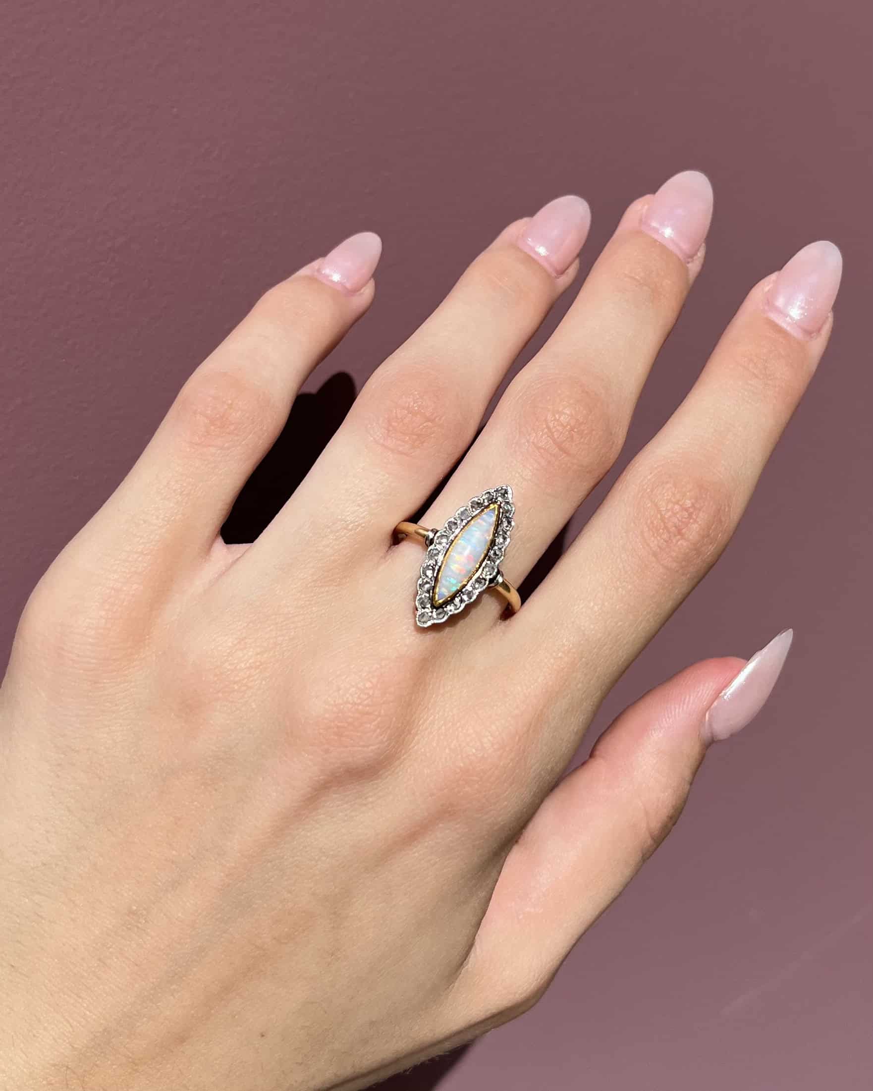 Bague Marquise Opale & Diamants "Elise"