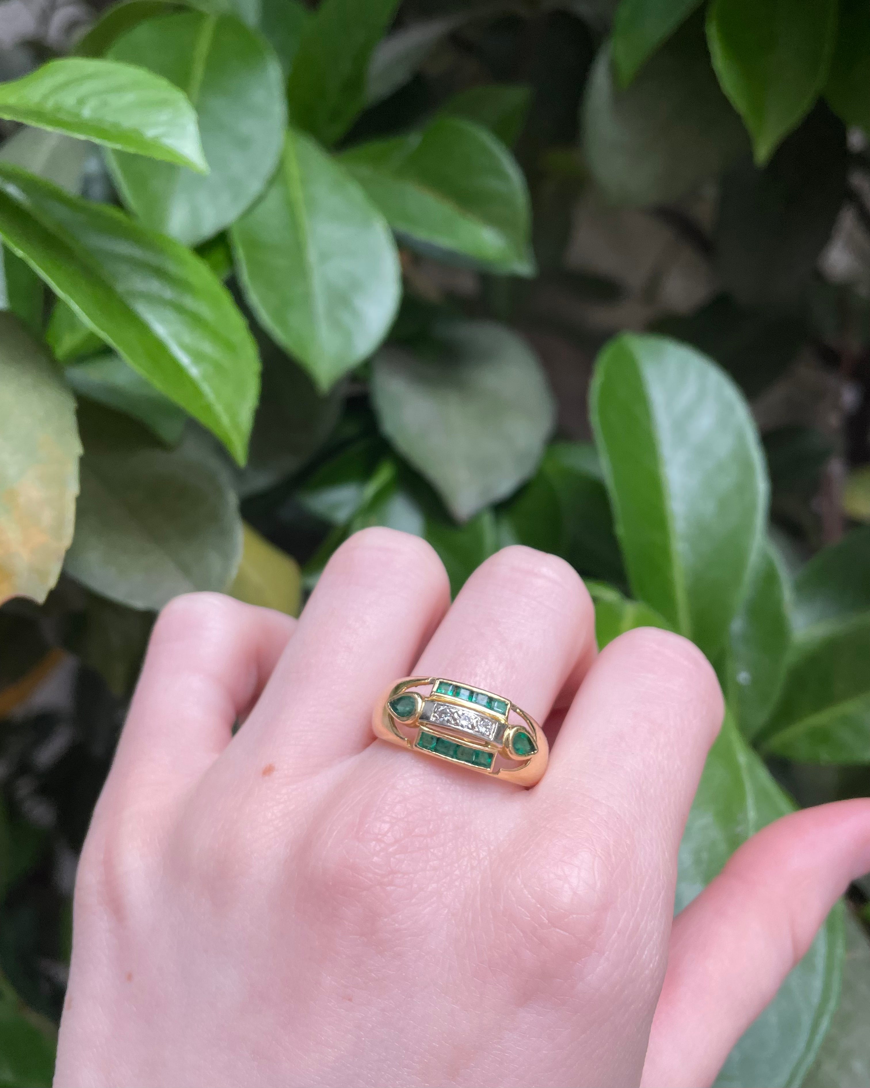 Bague Jonc Emeraudes 0.44 carat & Diamants "Gabriella”