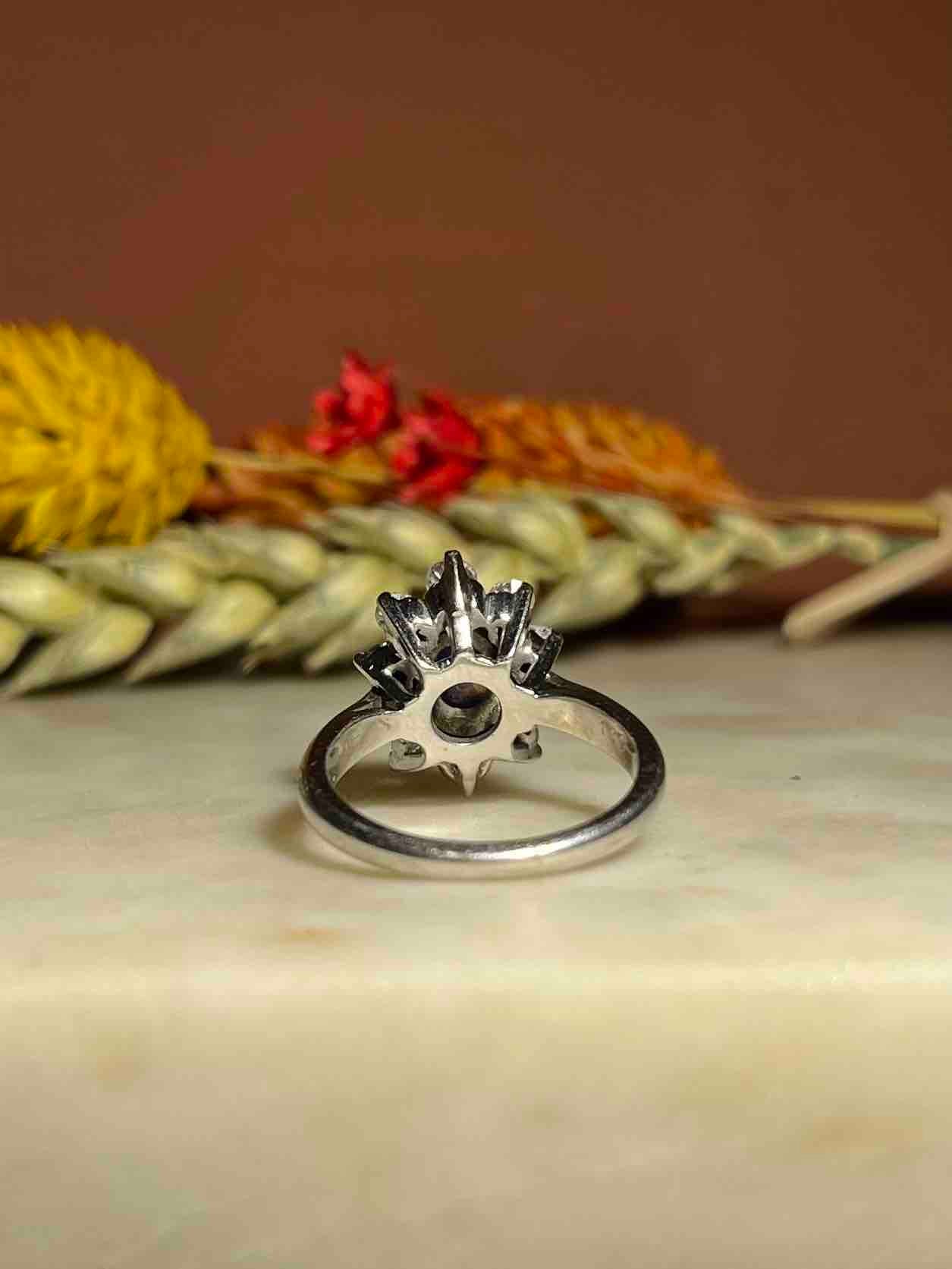 Bague Marguerite Saphir 1 carat & Diamants "Barbara"