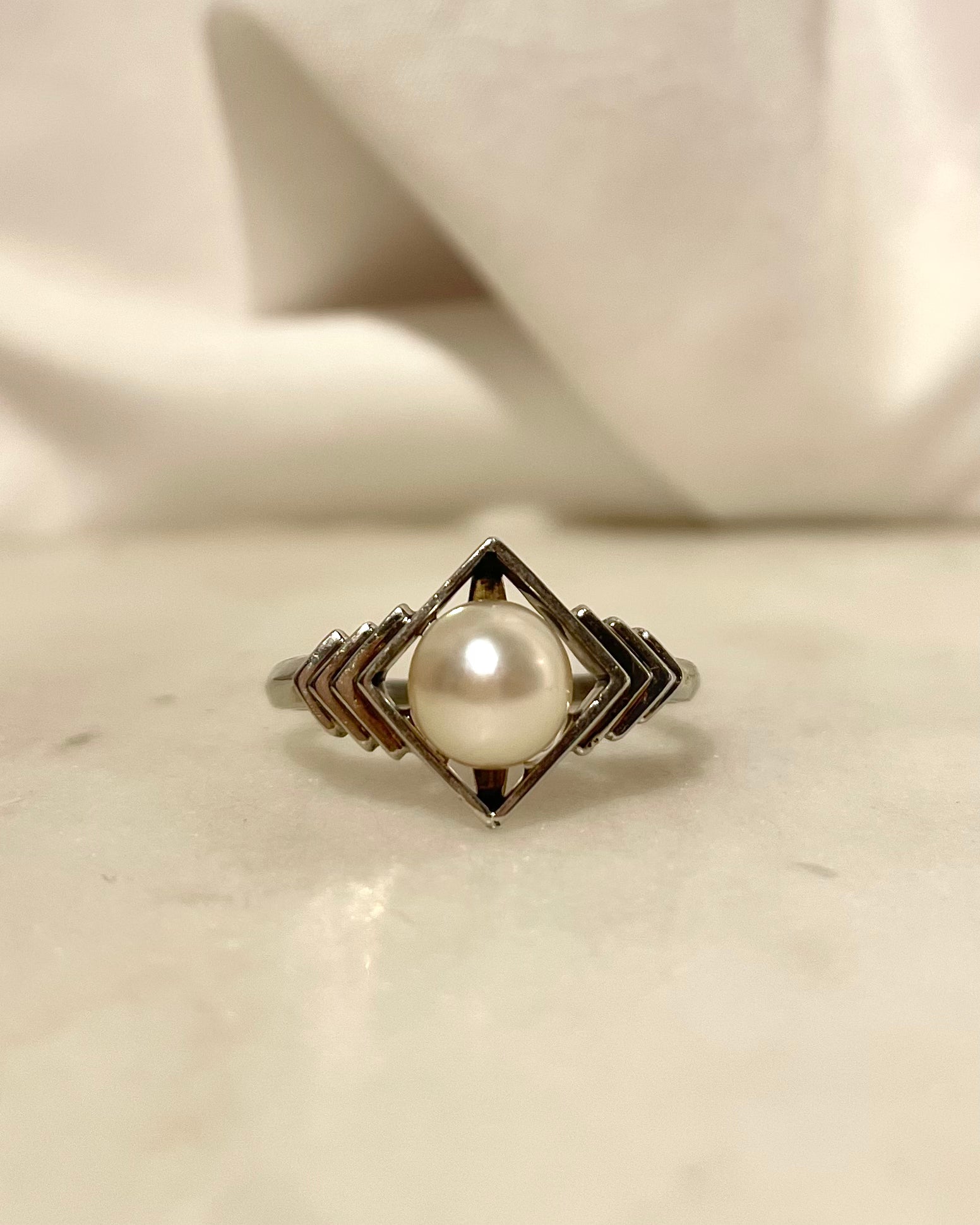 Bague Vintage Art-Déco Perle "Azalée"