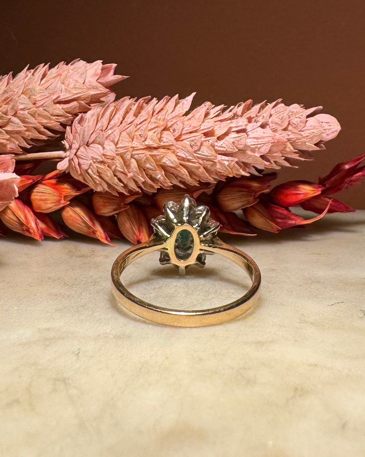 Bague Marguerite Émeraude & 10 Diamants  "Maureen"