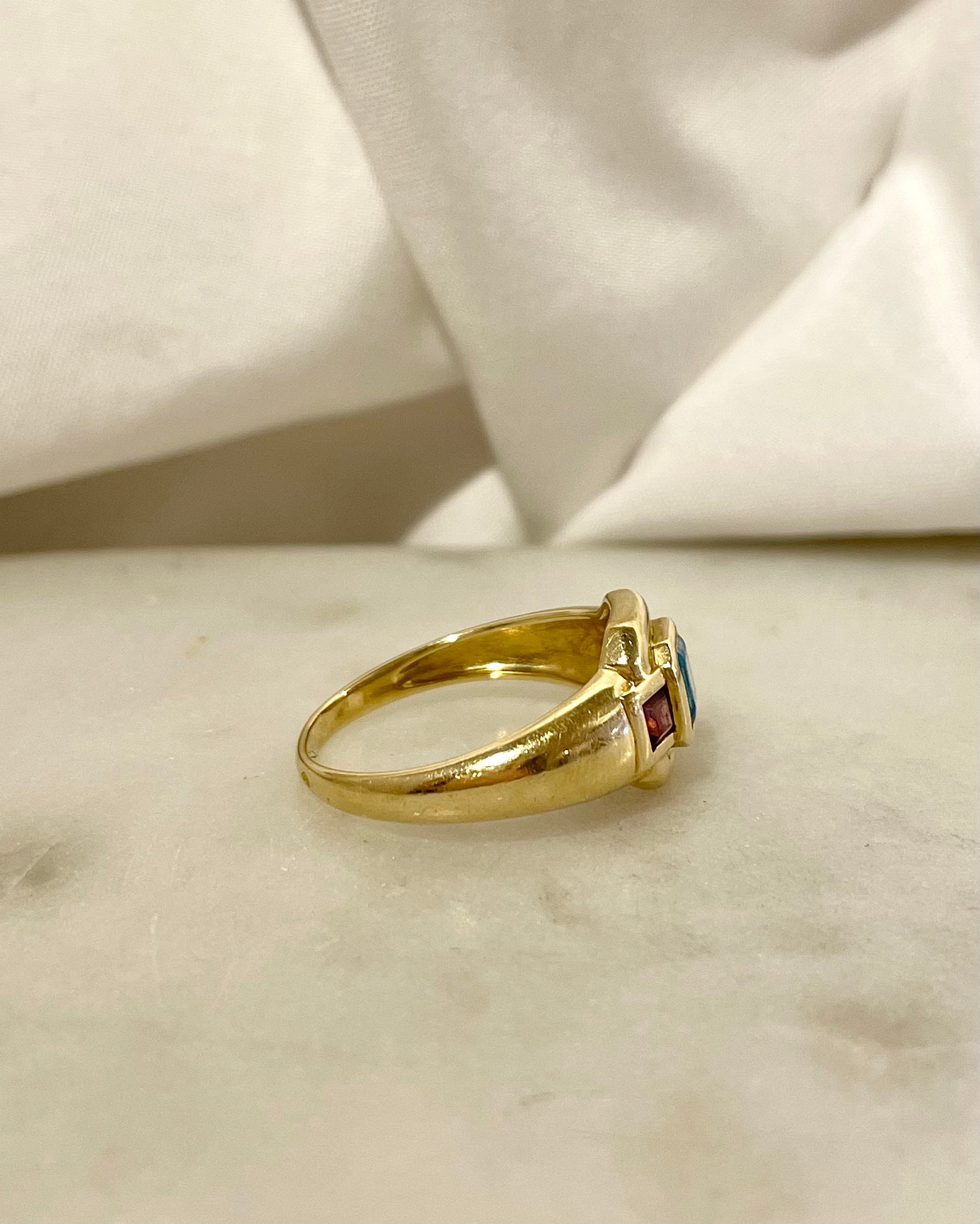 Bague Jonc Trilogie Topaze 0.86 carat & Tourmalines "Linette"