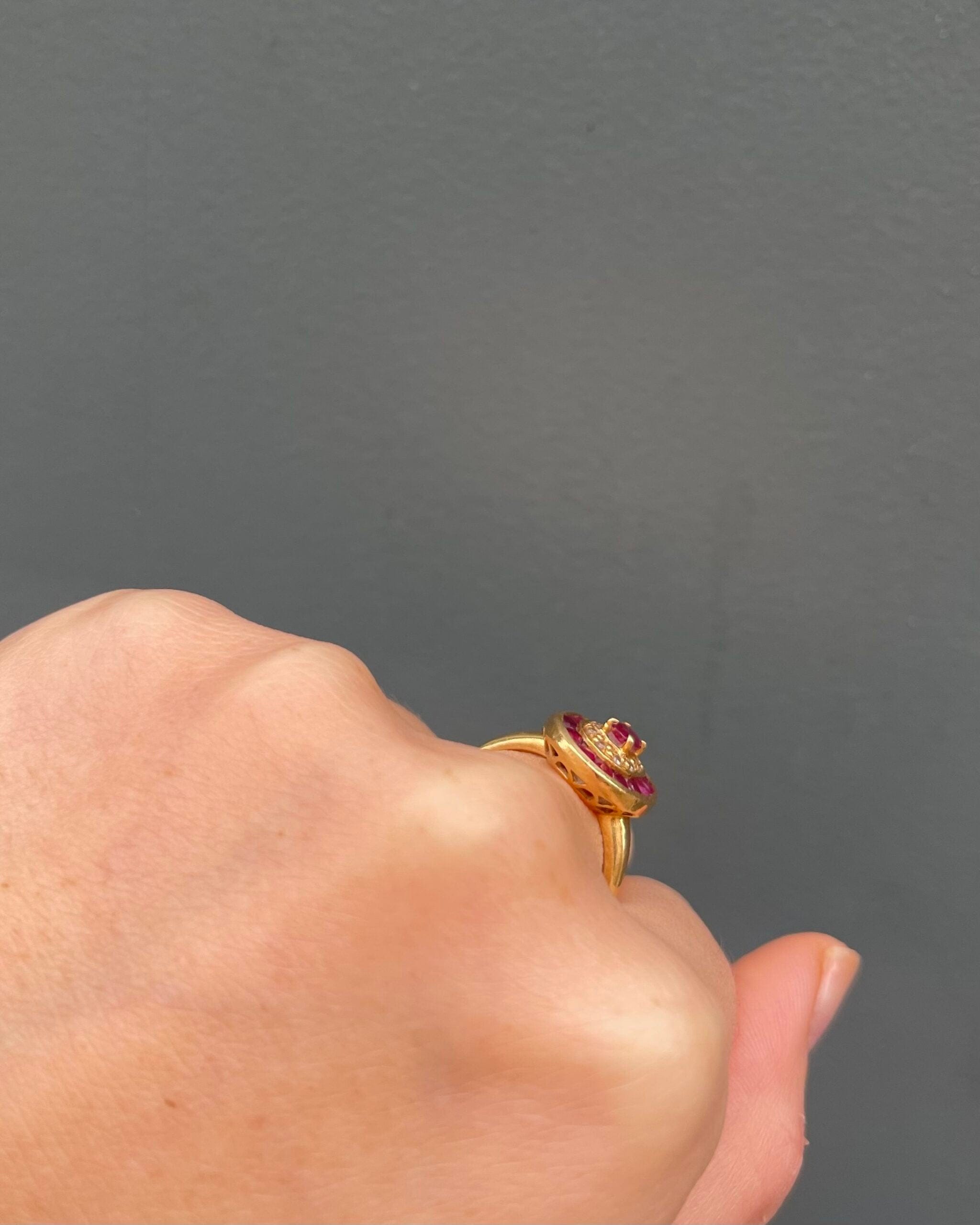 Bague style Art-déco Rubis & Diamants "Samia" - Elliade Paris