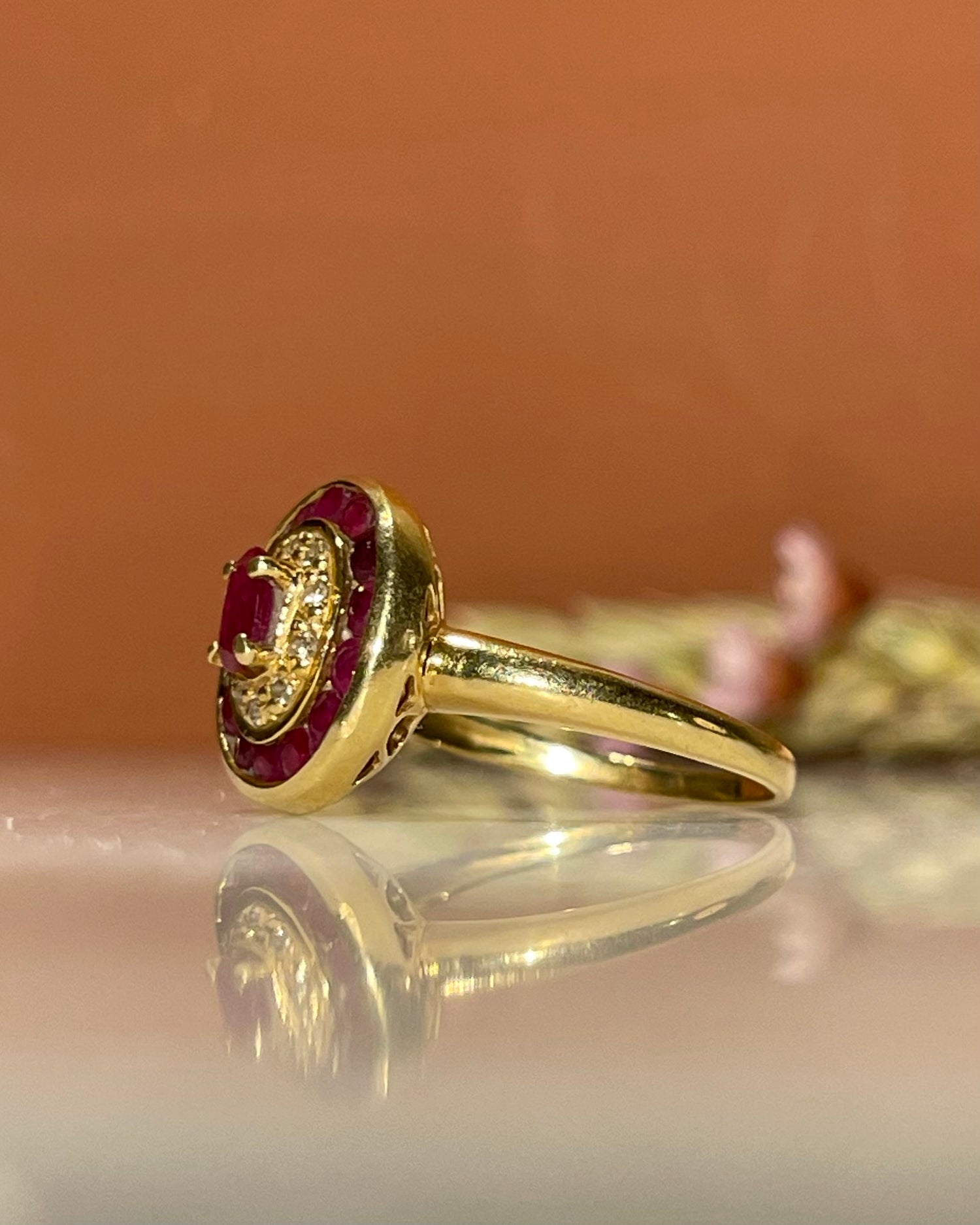 Bague style Art-déco Rubis & Diamants "Samia"