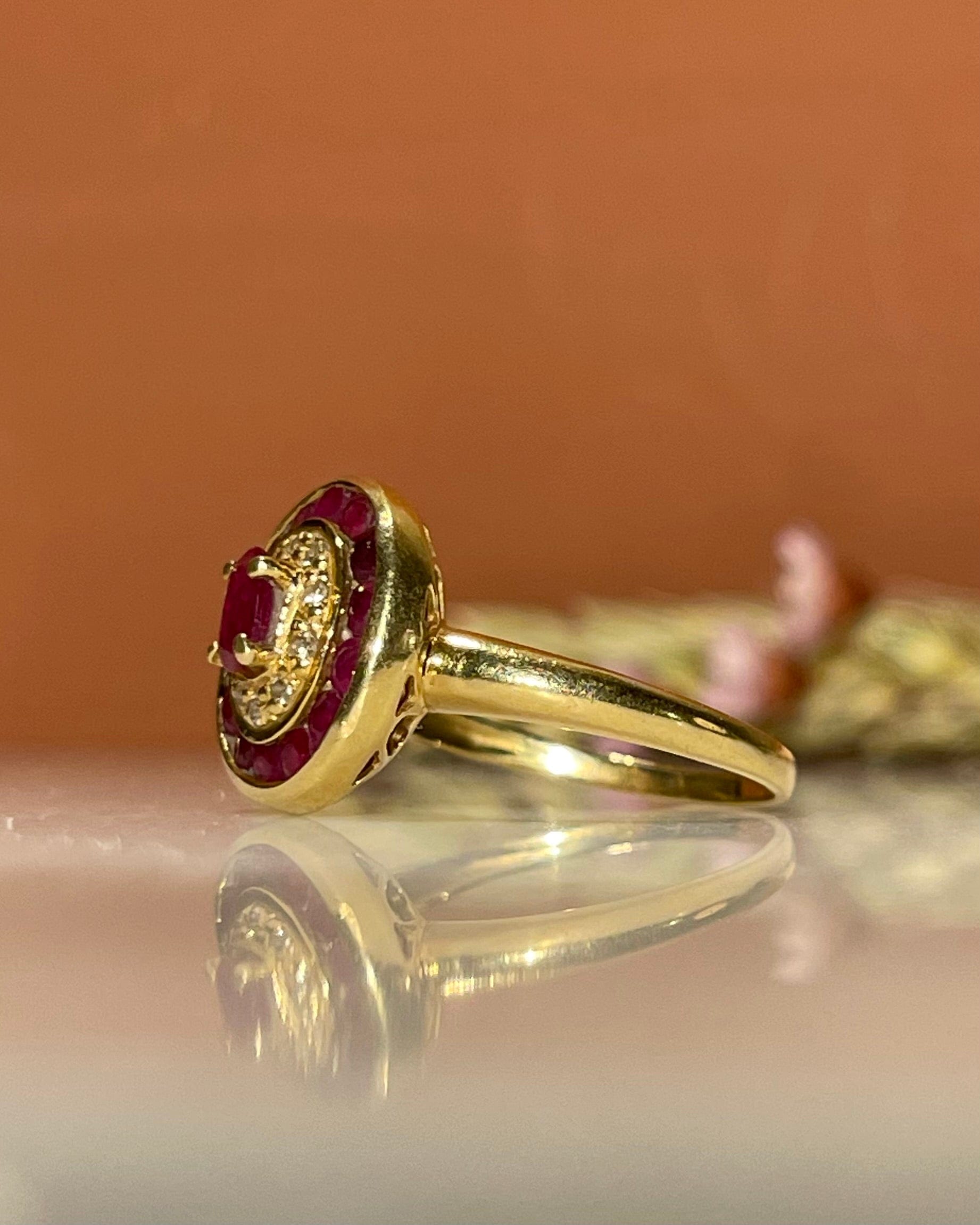 Bague style Art-déco Rubis & Diamants "Samia" - Elliade Paris